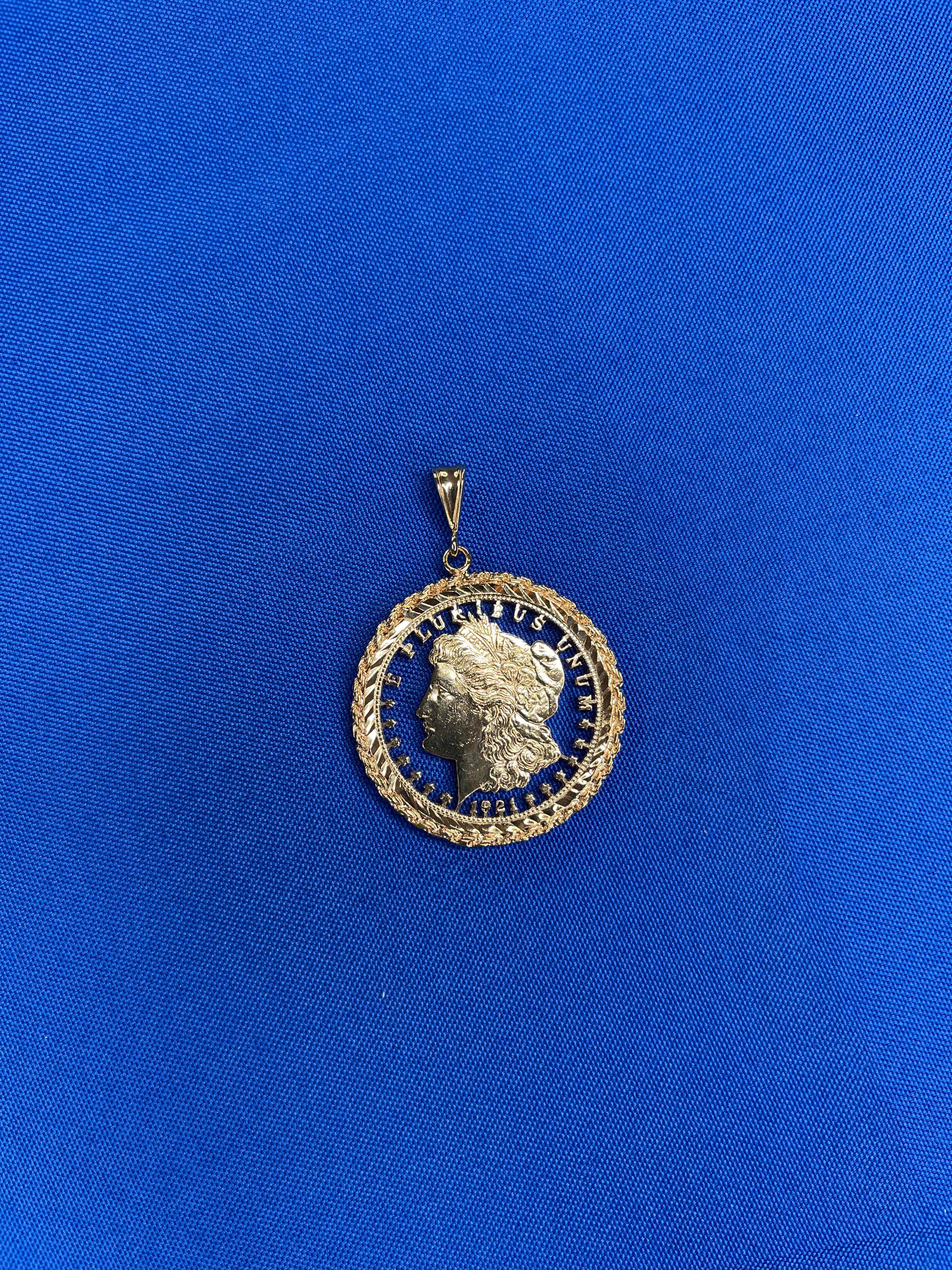 Vintage Dollar Coin Rose Gold Vermeil Sterling Silver Charm Medallion Pendant For Sale 2