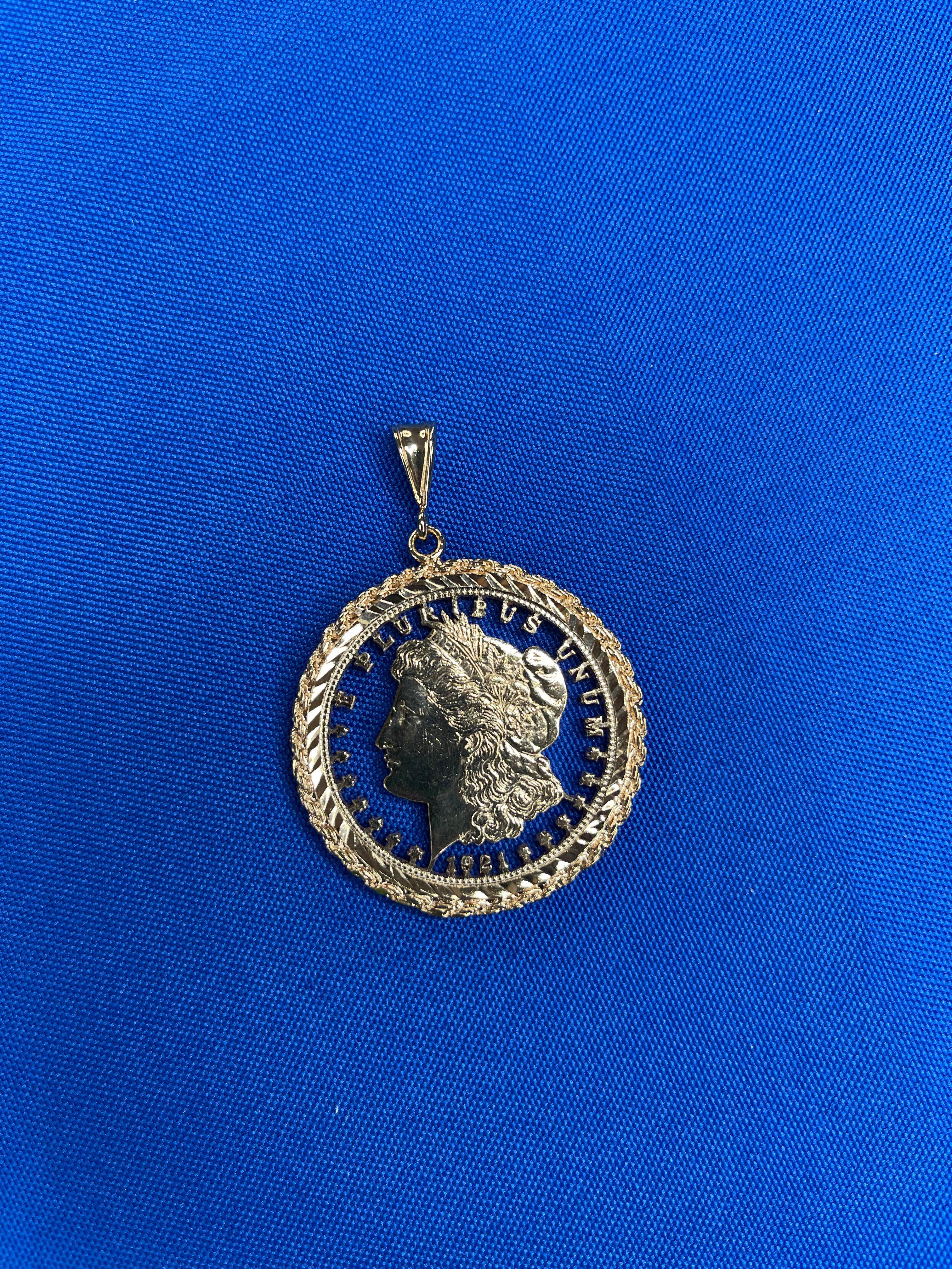 Vintage Dollar Coin Rose Gold Vermeil Sterling Silver Charm Medallion Pendant For Sale 3