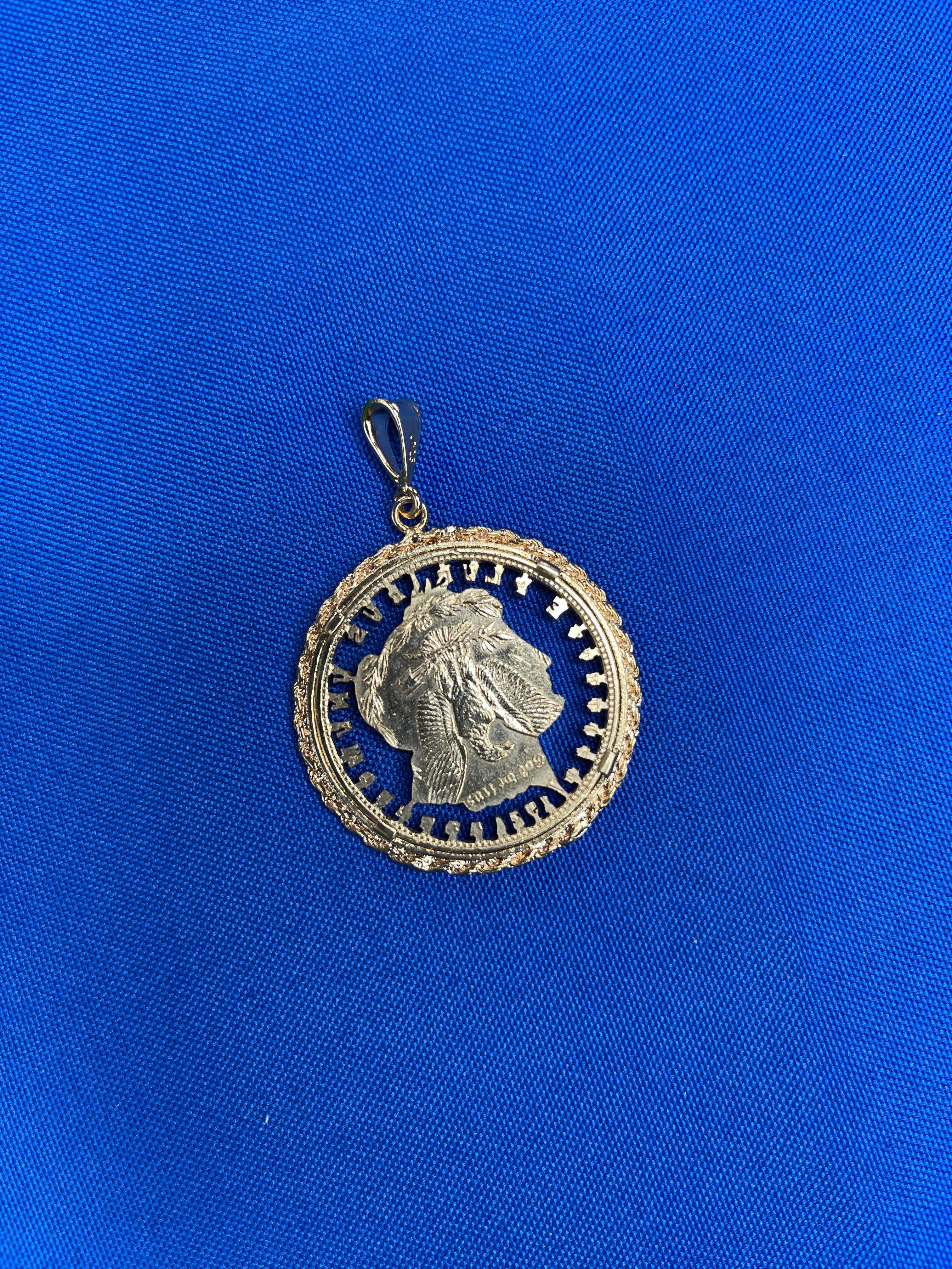 Vintage Dollar Coin Rose Gold Vermeil Sterling Silver Charm Medallion Pendant For Sale 4