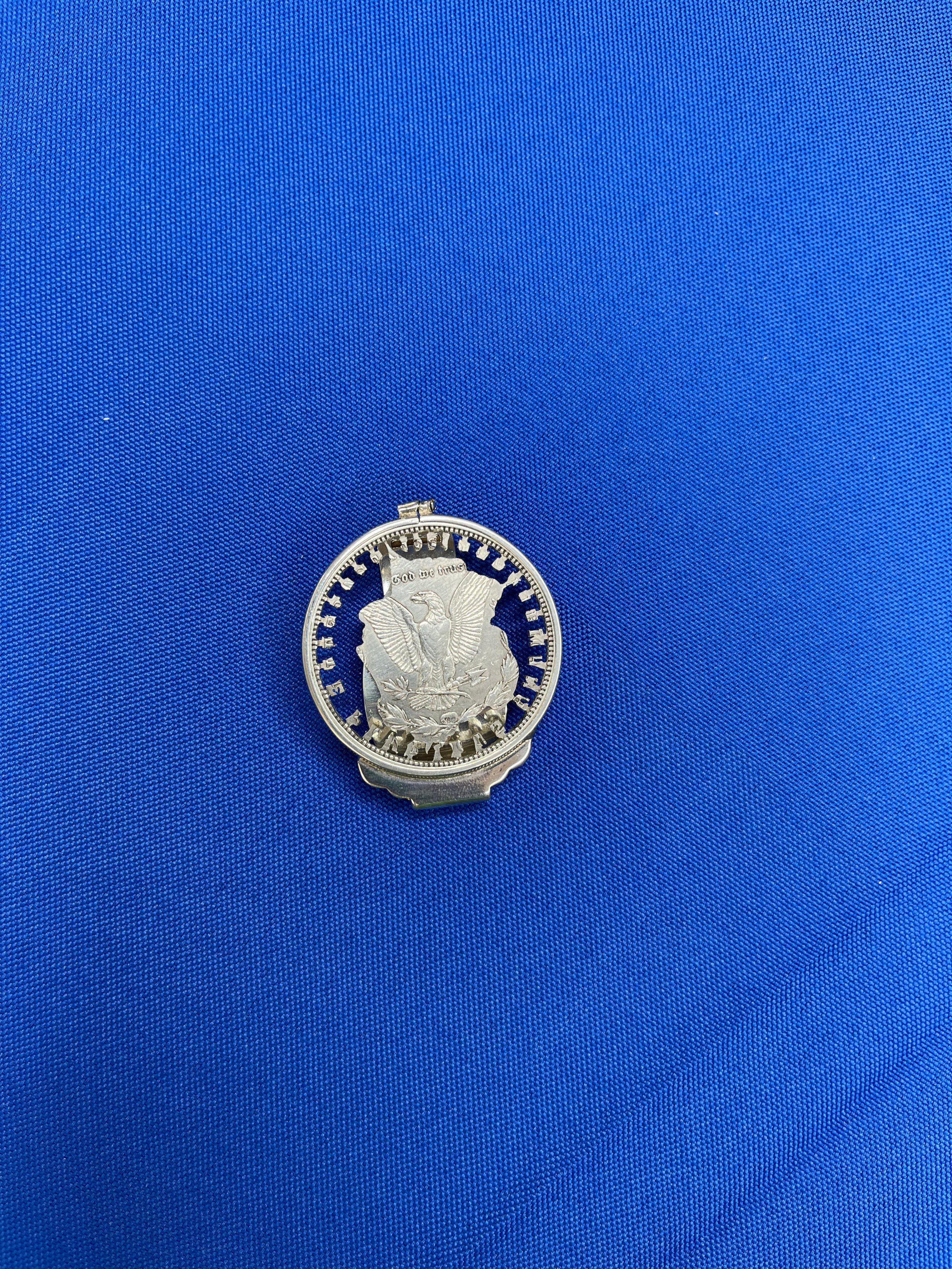 Rétro Porte-monnaie à clips en argent sterling plaqué rhodium blanc vintage pour pièces de monnaie en vente