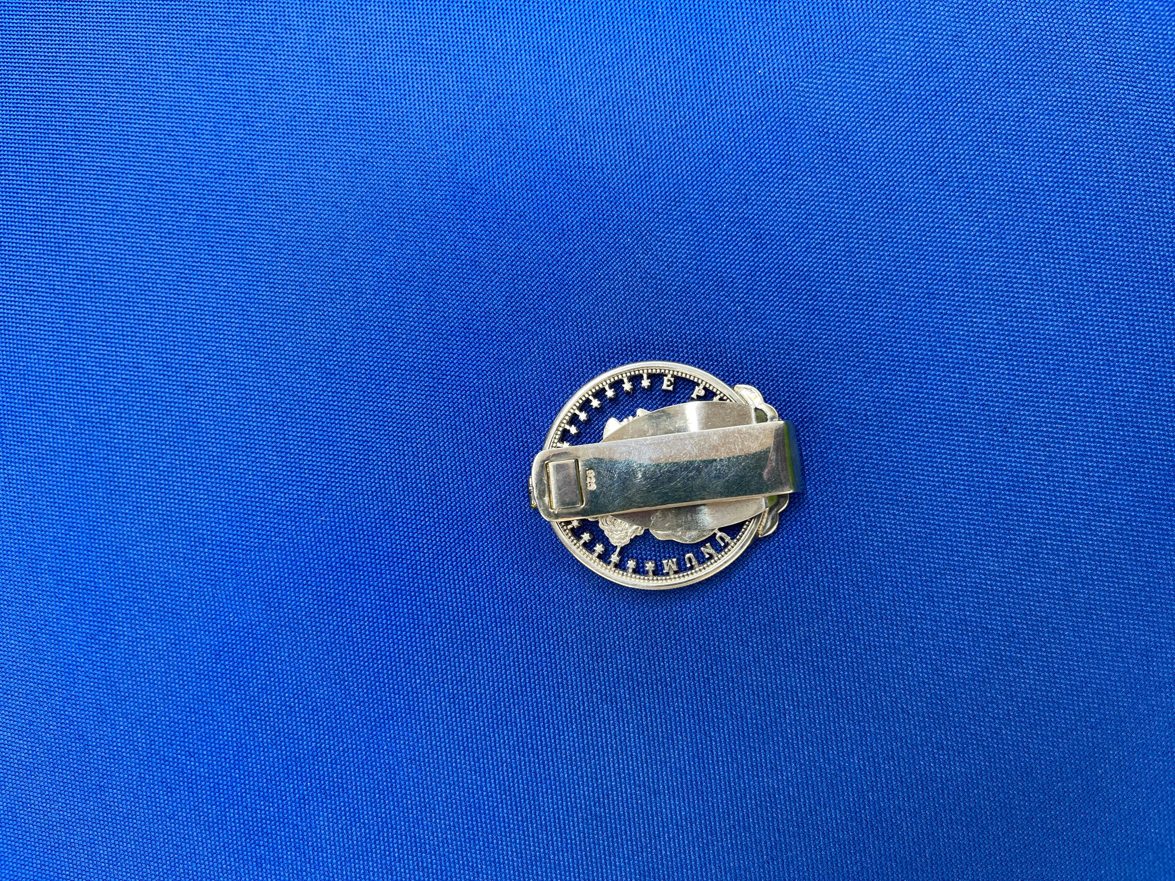 Porte-monnaie à clips en argent sterling plaqué rhodium blanc vintage pour pièces de monnaie Unisexe en vente