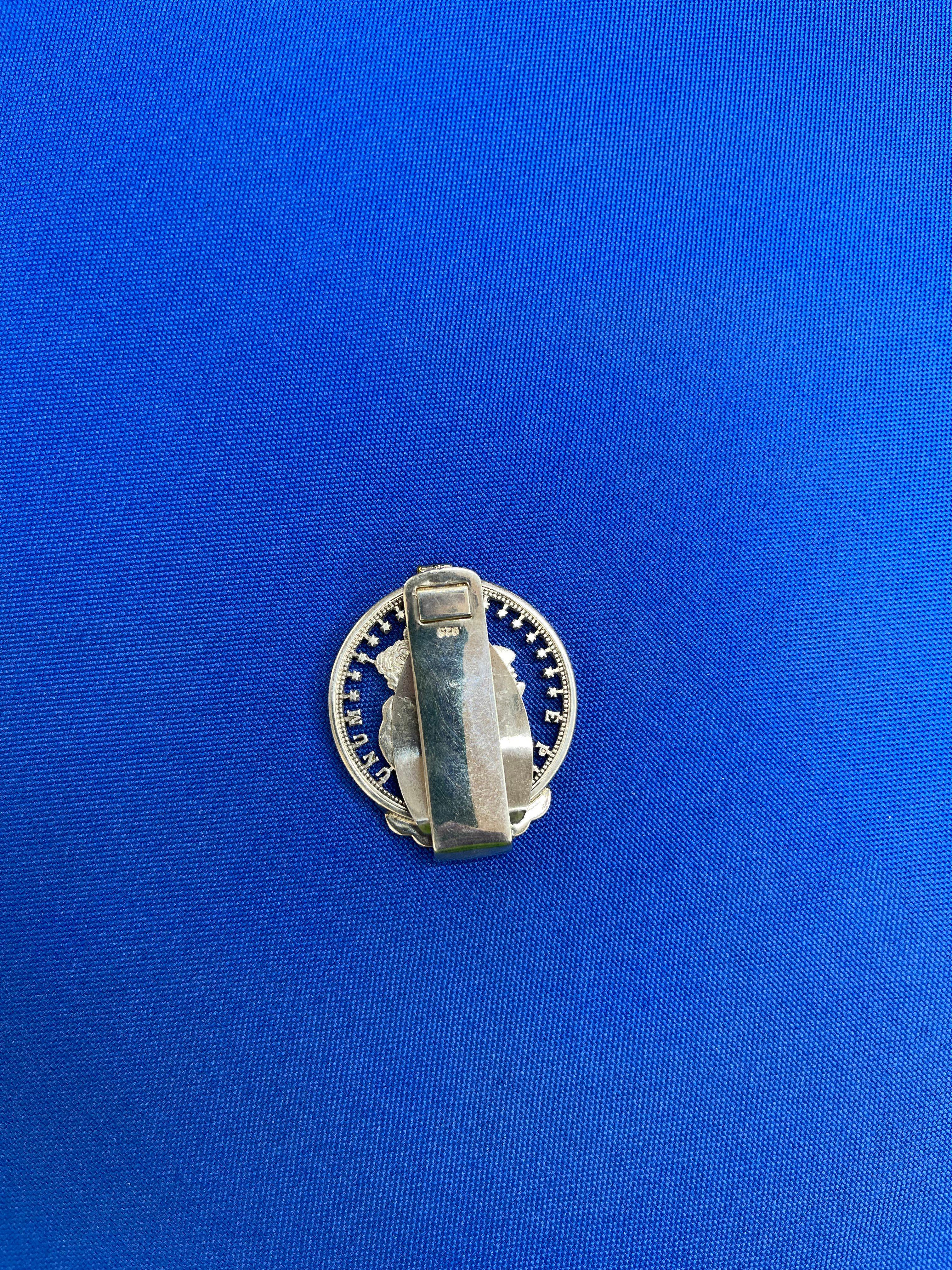 Porte-monnaie à clips en argent sterling plaqué rhodium blanc vintage pour pièces de monnaie en vente 1