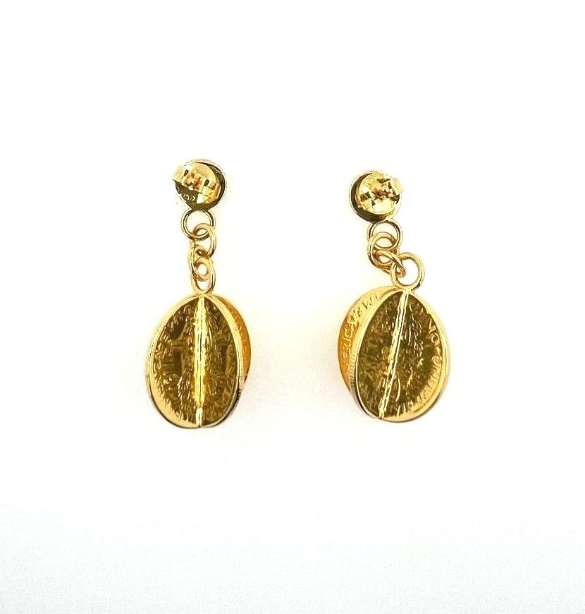 gold coin drop earrings