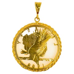 Vintage Dollar Coin Yellow Gold Vermeil Sterling Silver Charm Medallion Pendant