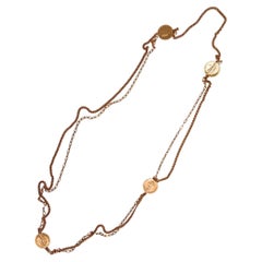 Vintage Dollar Coin Yellow Gold Vermeil Sterling Silver Double Chain Necklace