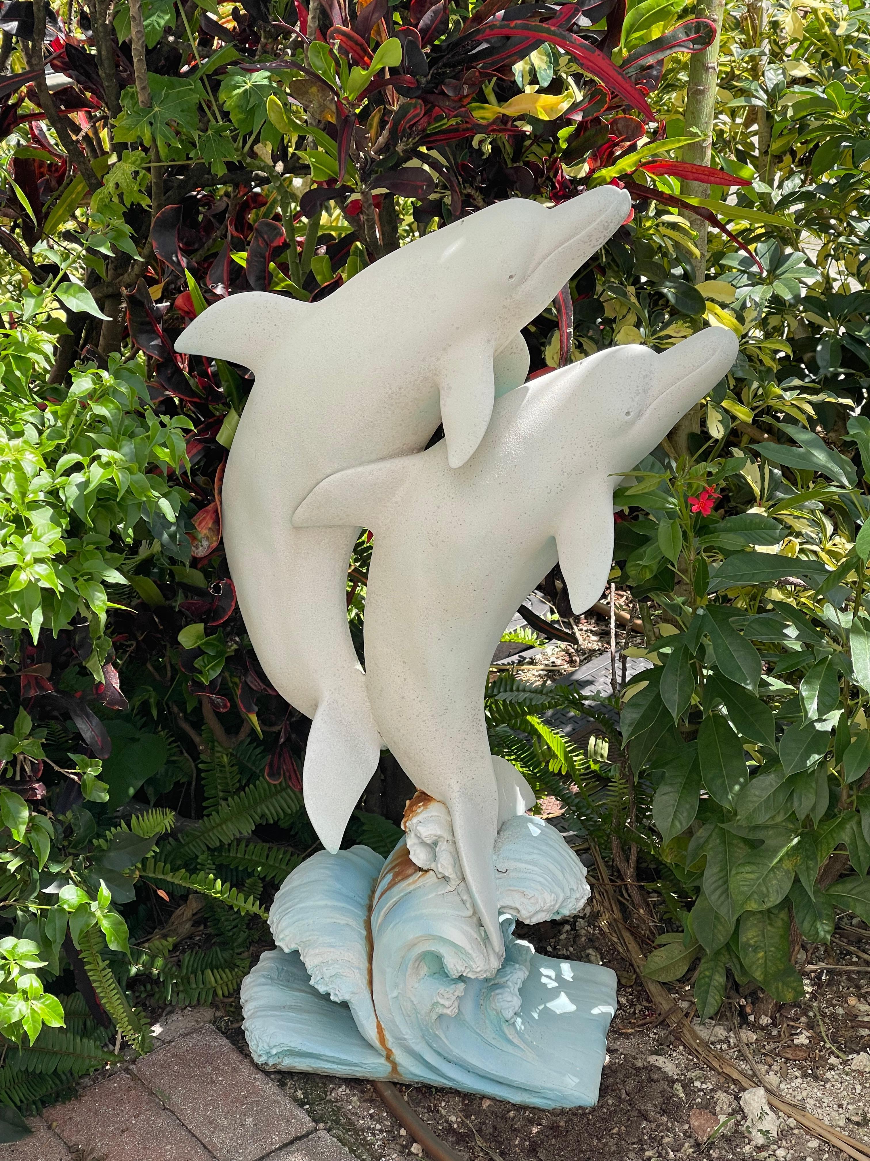 Vintage Delphine Küste Marine Outdoor-Skulptur (Organische Moderne) im Angebot