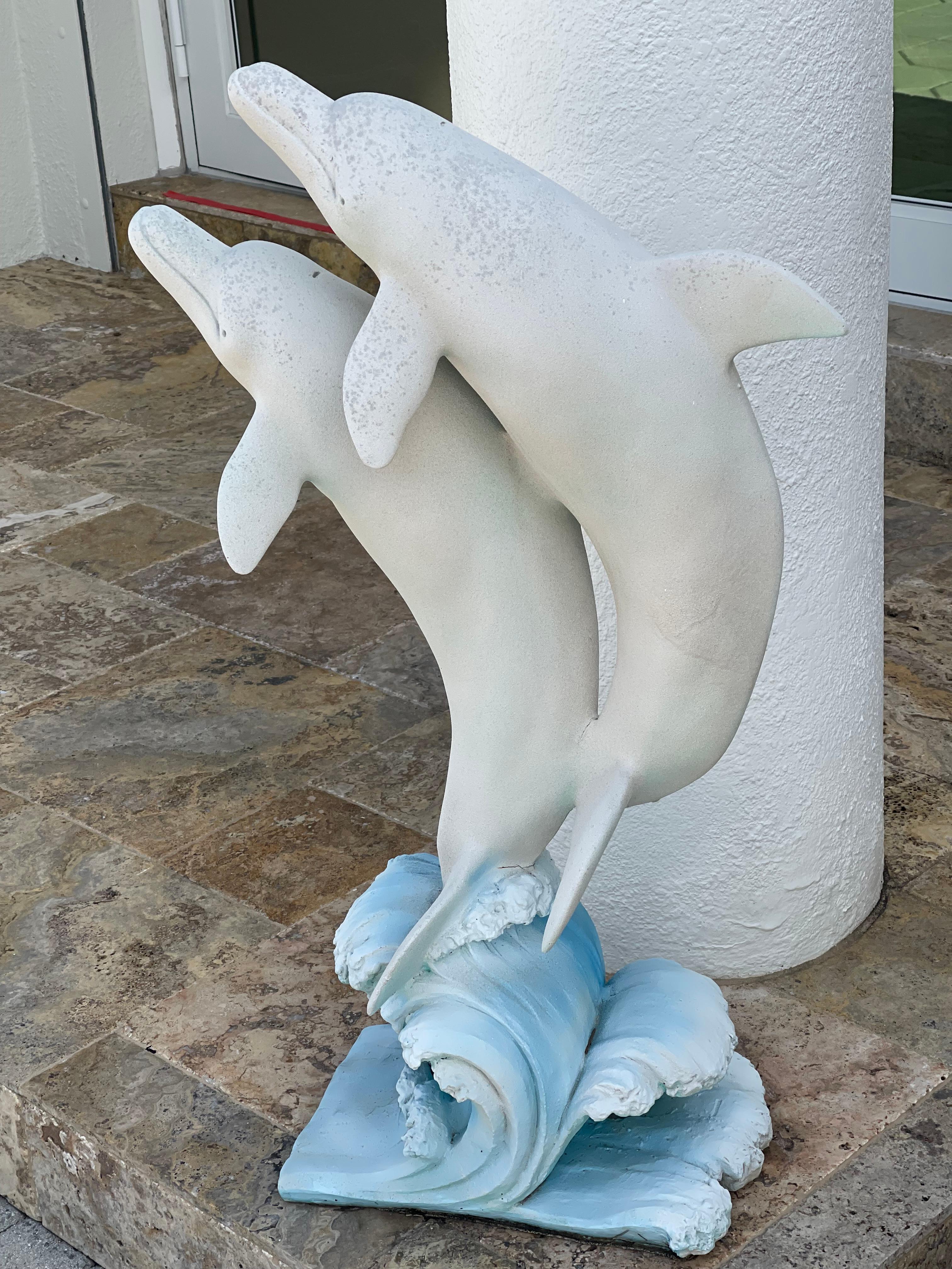 Vintage Delphine Küste Marine Outdoor-Skulptur (amerikanisch) im Angebot