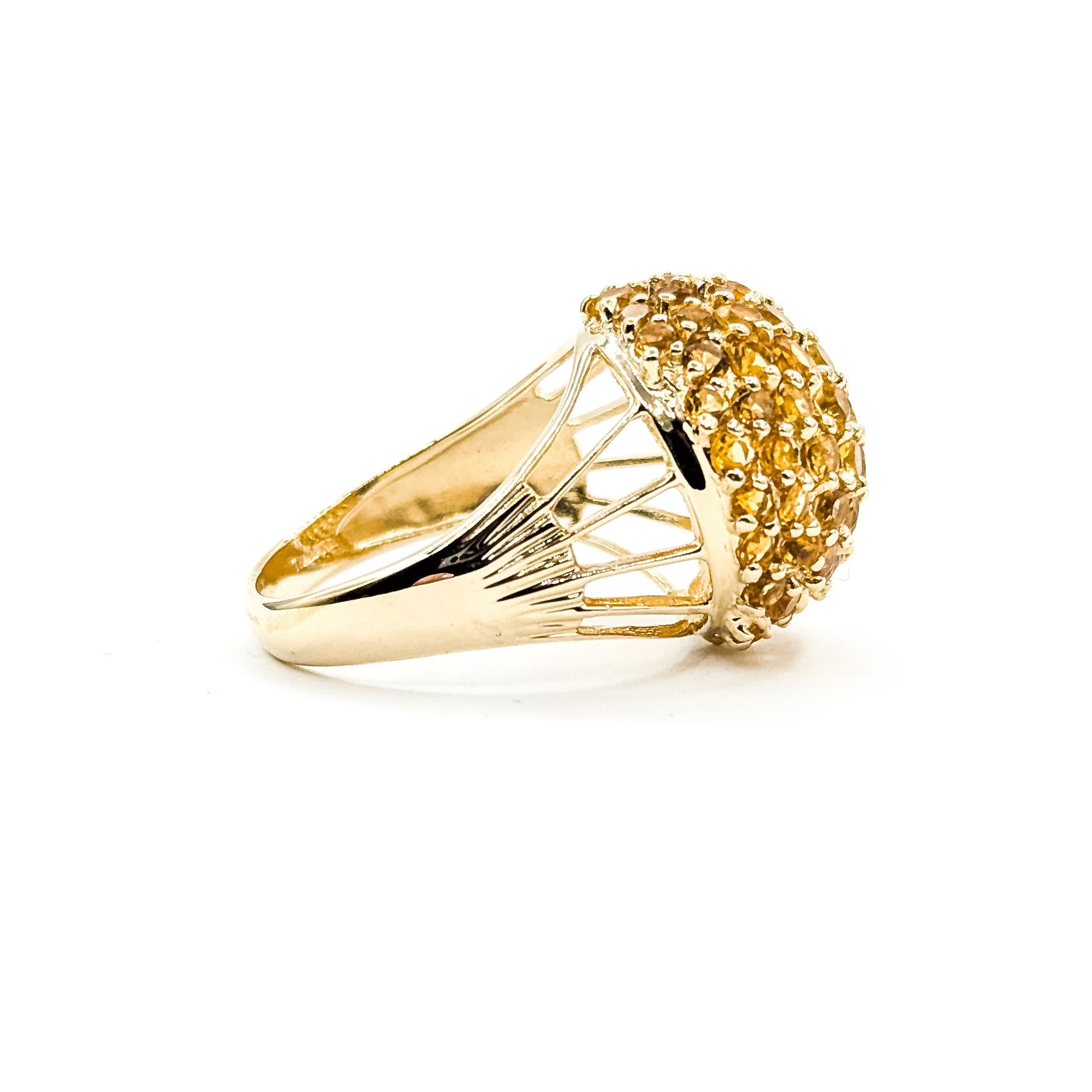 Vintage Dome Cluster Citrine Ring in 14k yellow gold im Angebot 1