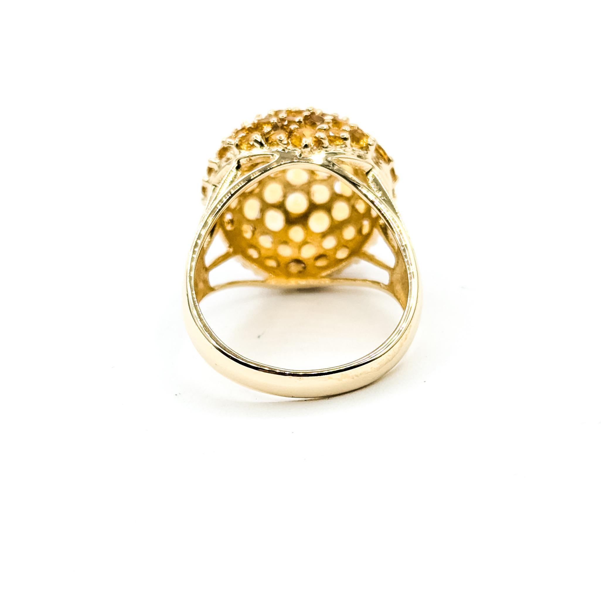 Vintage Dome Cluster Citrine Ring in 14k yellow gold im Angebot 2