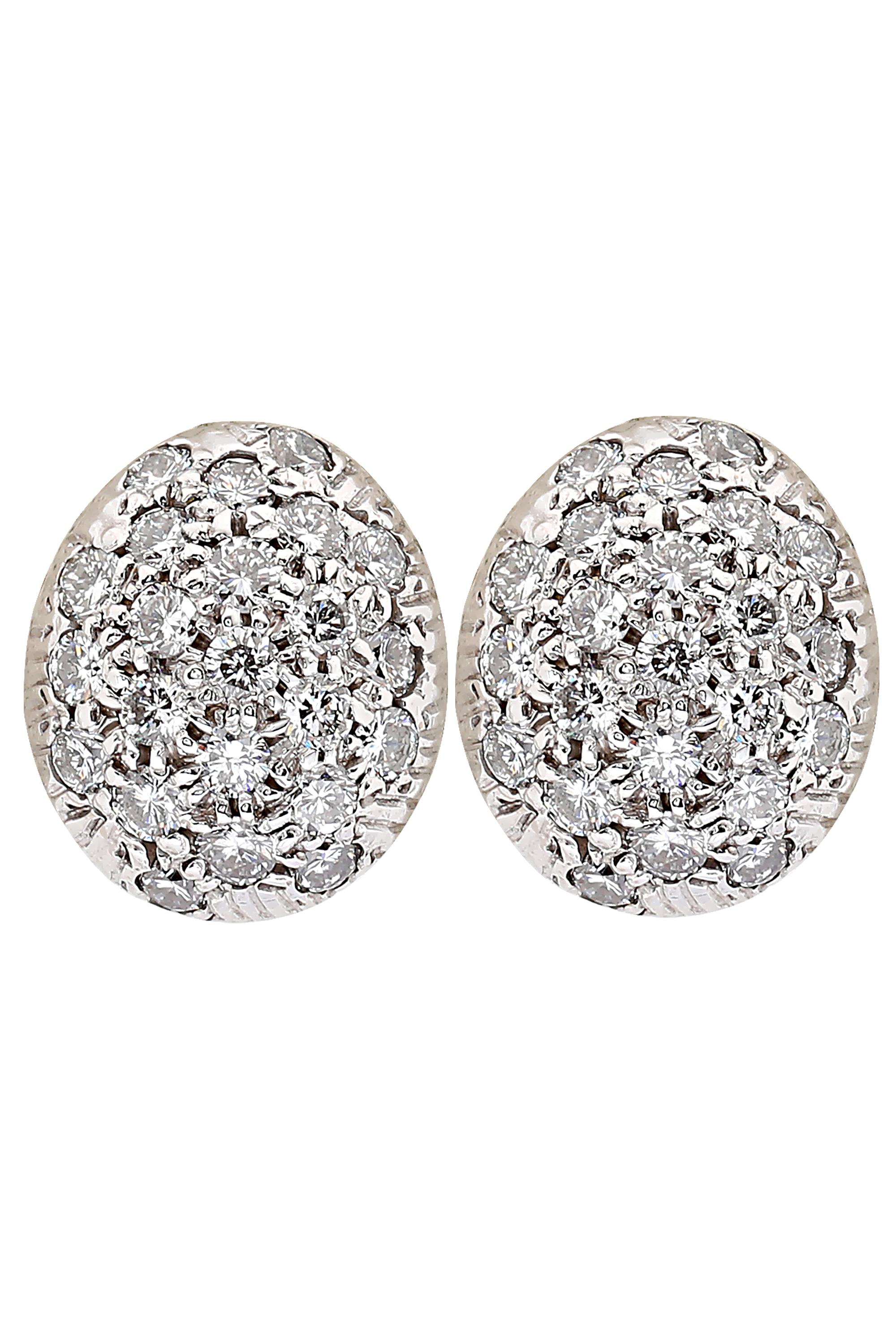 Vintage Dome Diamond Cluster Earrings In Excellent Condition For Sale In beverly hills, CA