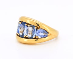 Vintage Dome Ring, 18K Gold, Natural Sapphires – 4 Carats Total