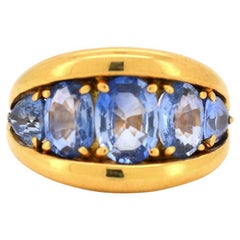 Vintage Dome Ring, 18K Gold, natürliche Saphire - insgesamt 4 Karat