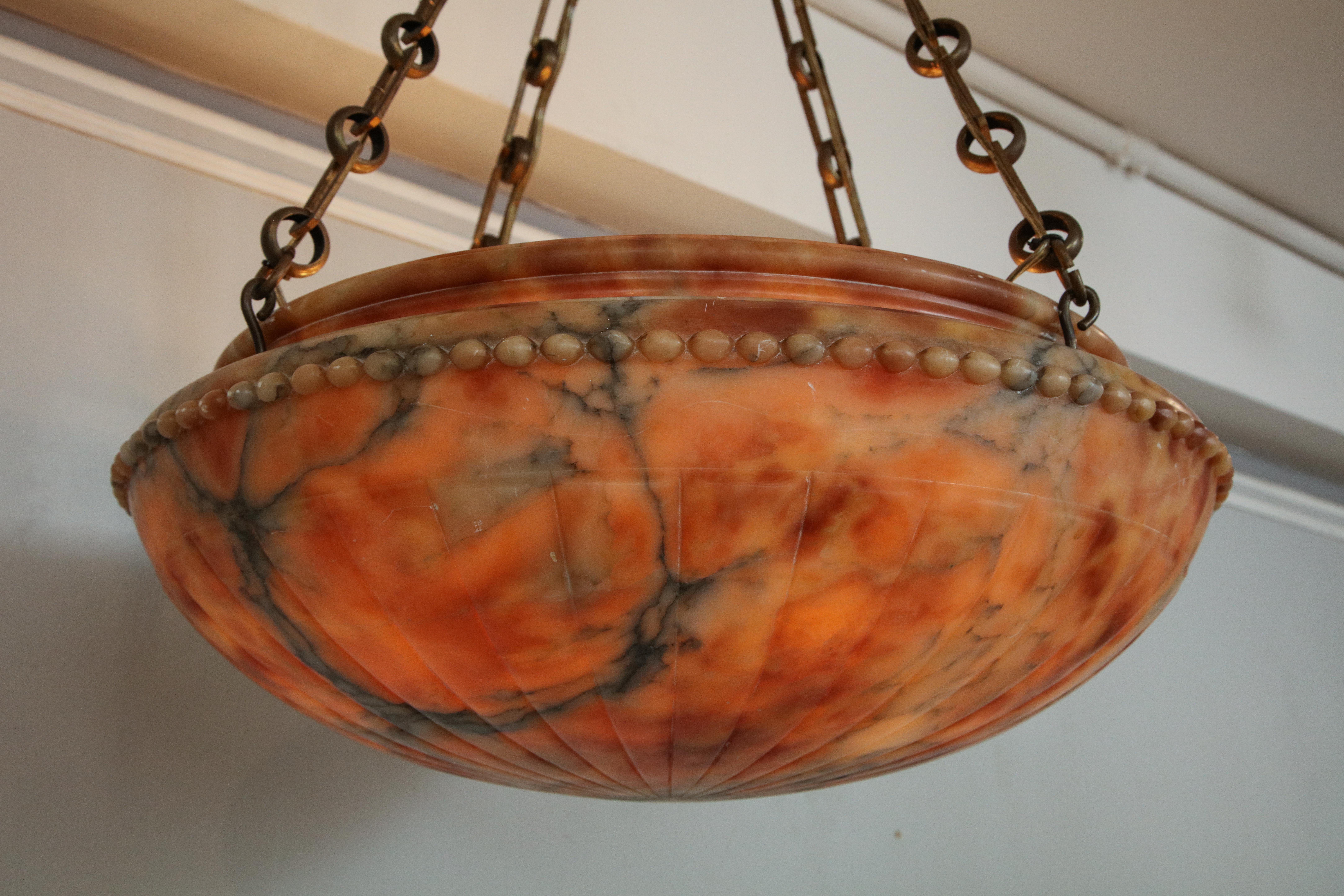 Vintage Dome-Shaped Alabaster Fixture In Good Condition In New York, NY