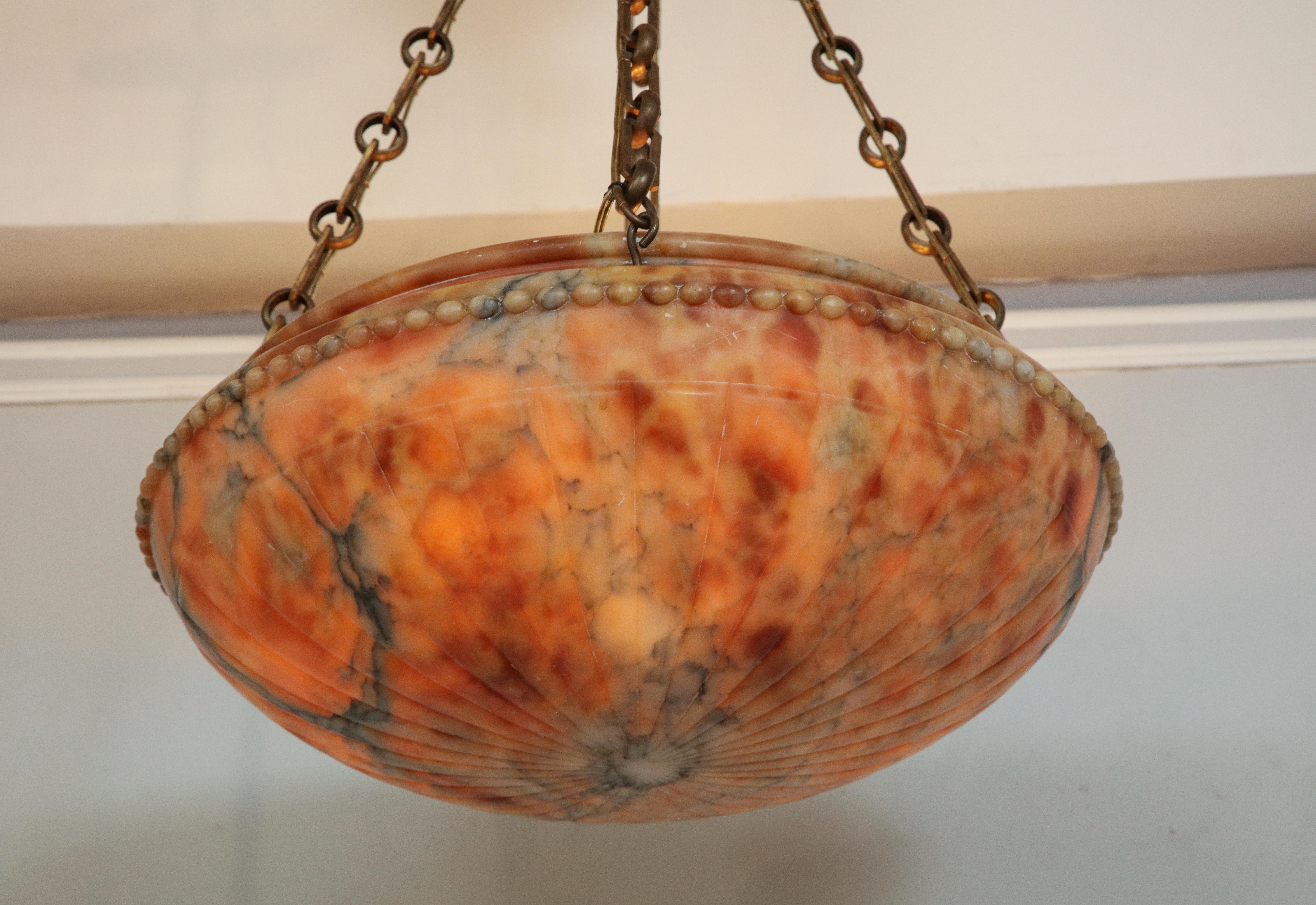 20th Century Vintage Dome-Shaped Alabaster Fixture