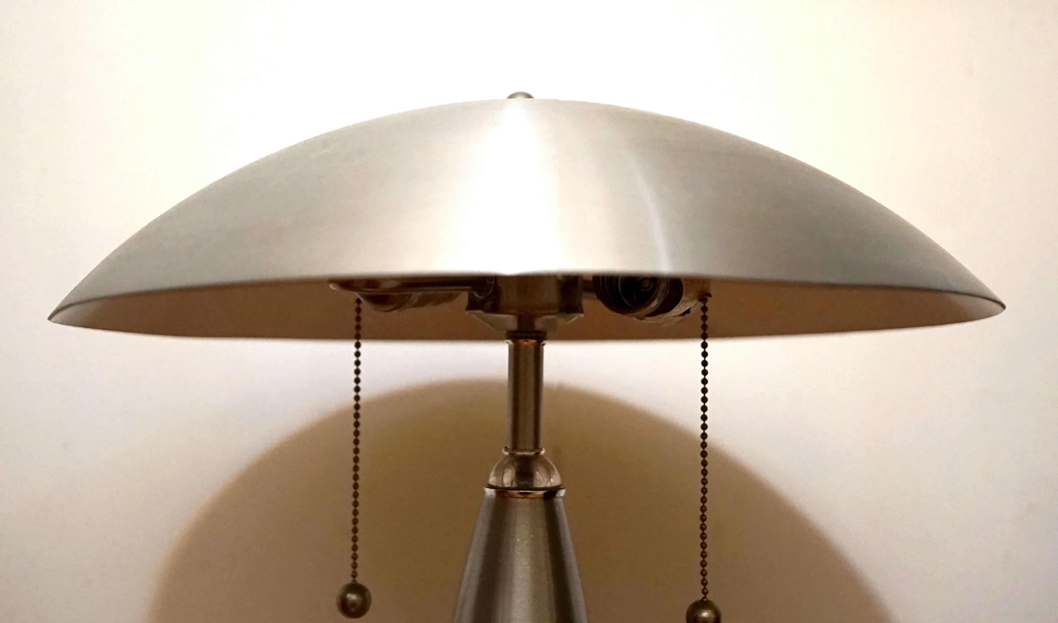 Vintage Domed Brushed Steel, Chrome Table Lamp in the Style of Laurel Lamp Co For Sale 1