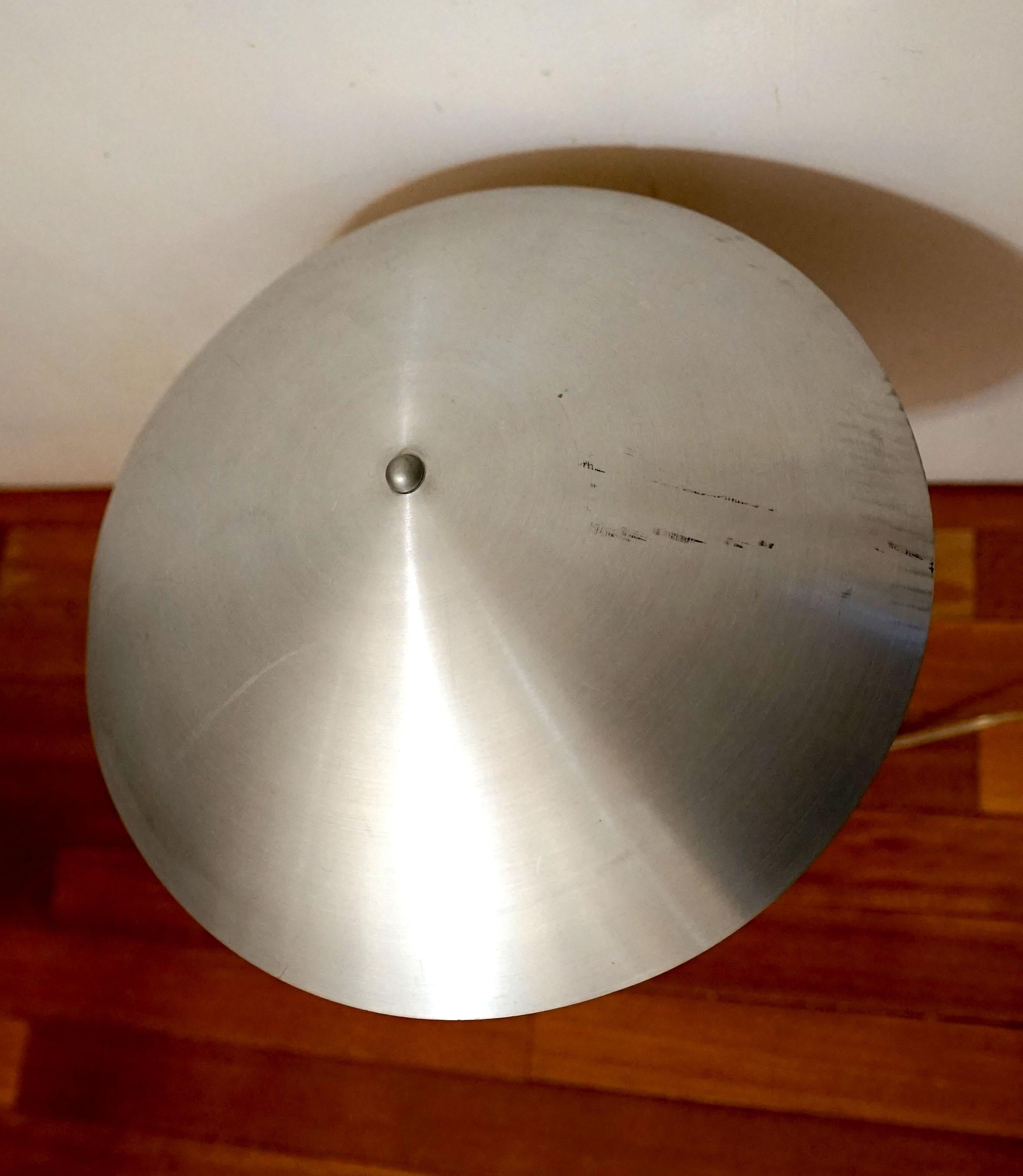 Vintage Domed Brushed Steel, Chrome Table Lamp in the Style of Laurel Lamp Co For Sale 2