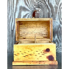 Vintage Domed Knotty Pine Storage Box