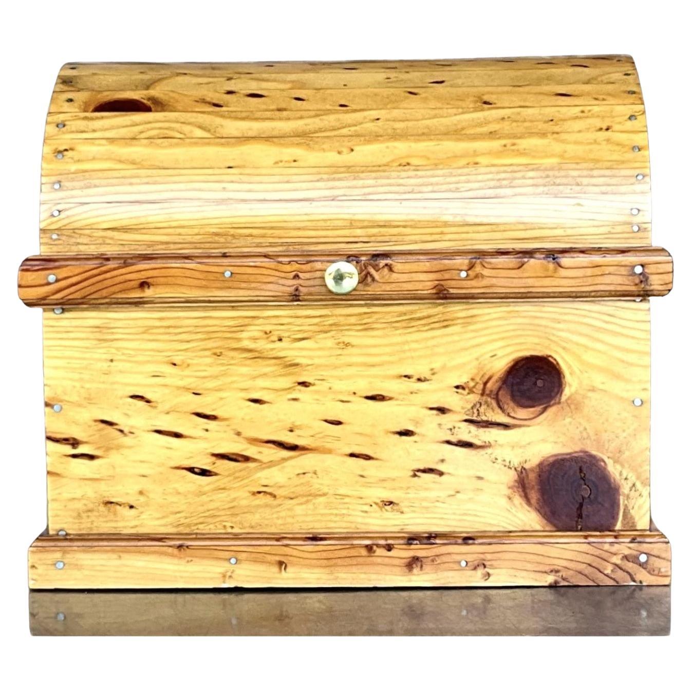 Vintage Domed Knotty Pine Storage Box