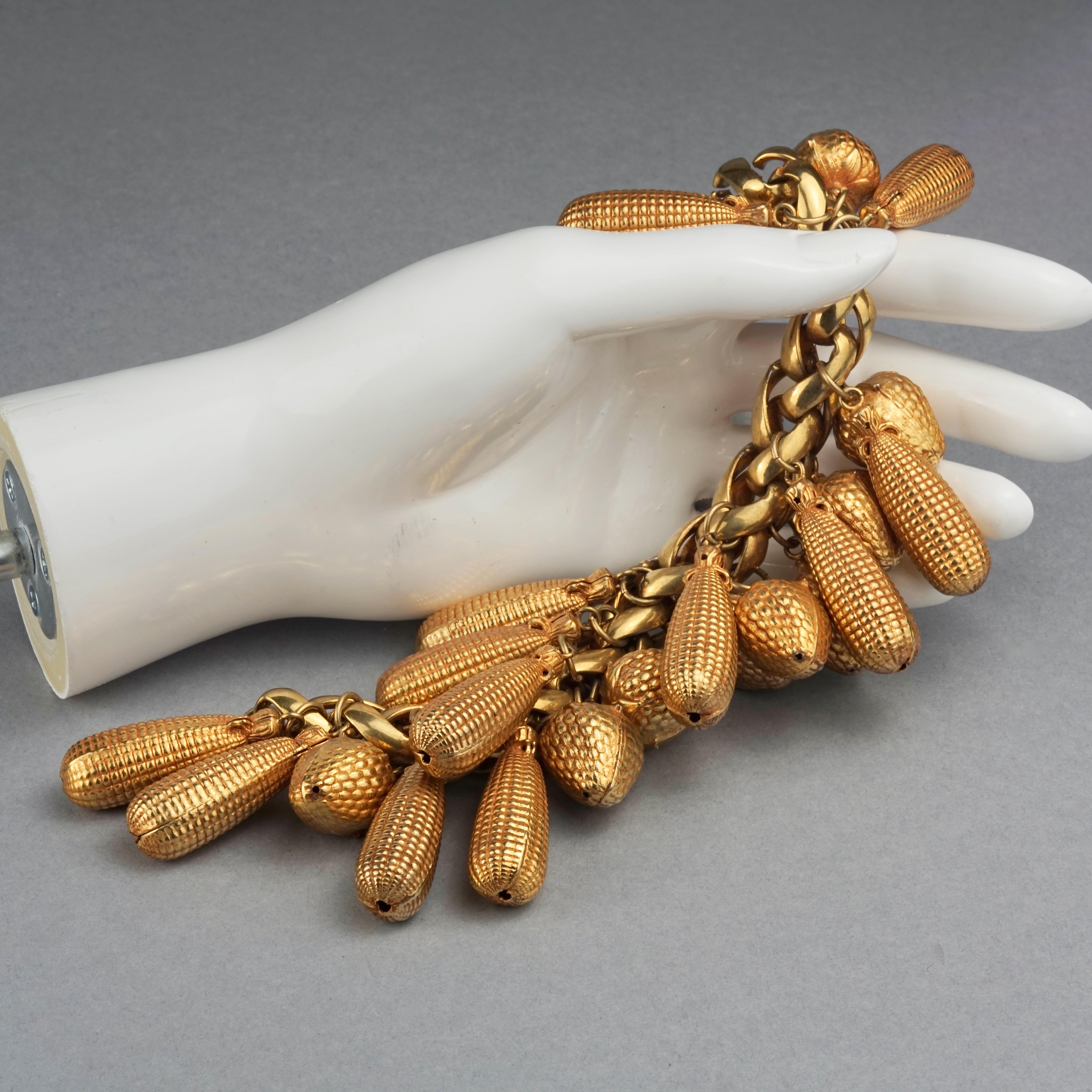 Vintage DOMINIQUE AURIENTIS Acorn and Corn Charm Bracelet For Sale 3