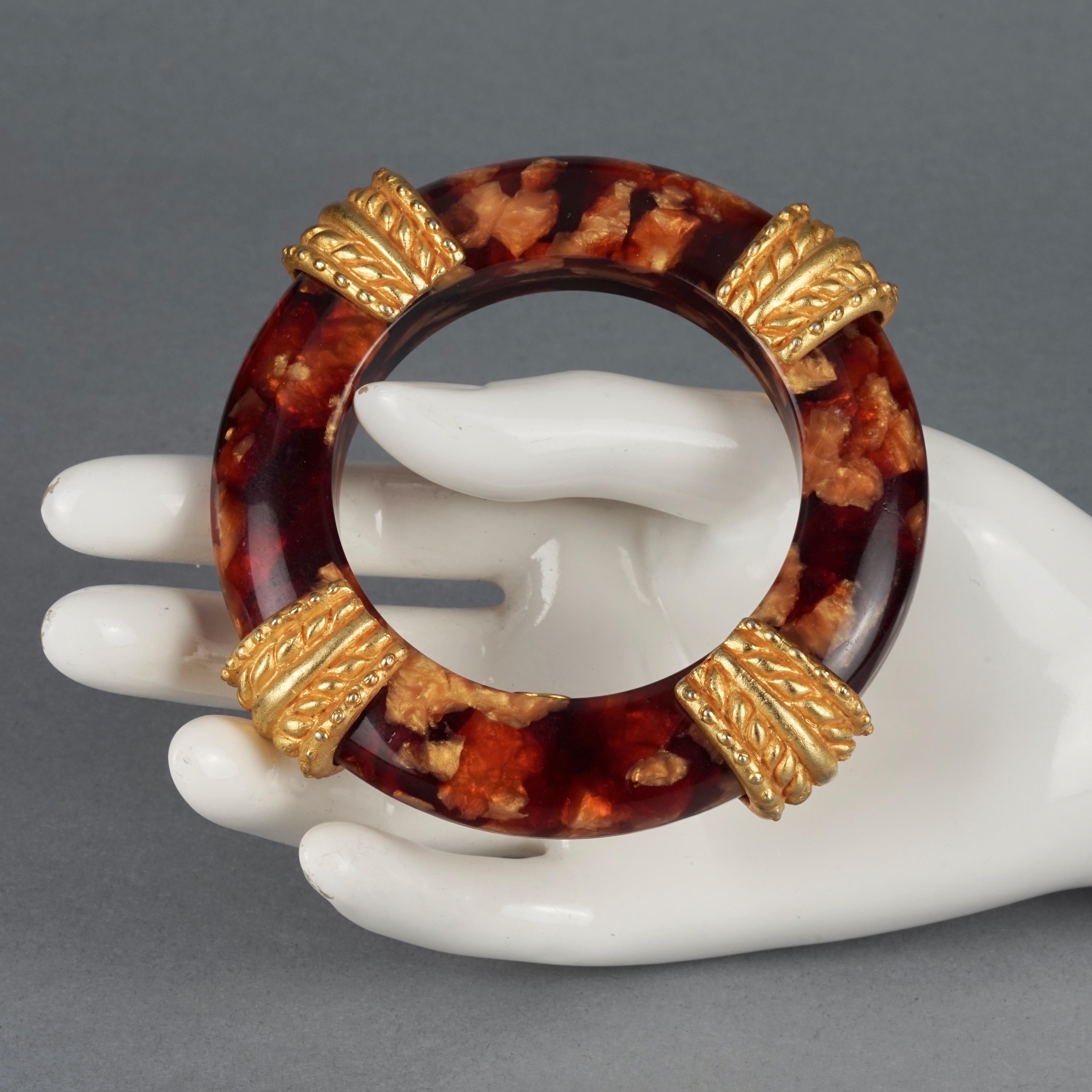 Vintage DOMINIQUE AURIENTIS Gilt Baroque Accents Tortoiseshell Bangle Bracelet For Sale 3
