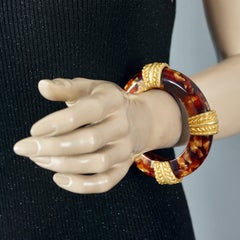 Vintage DOMINIQUE AURIENTIS Gilt Baroque Accents Tortoiseshell Bangle Bracelet