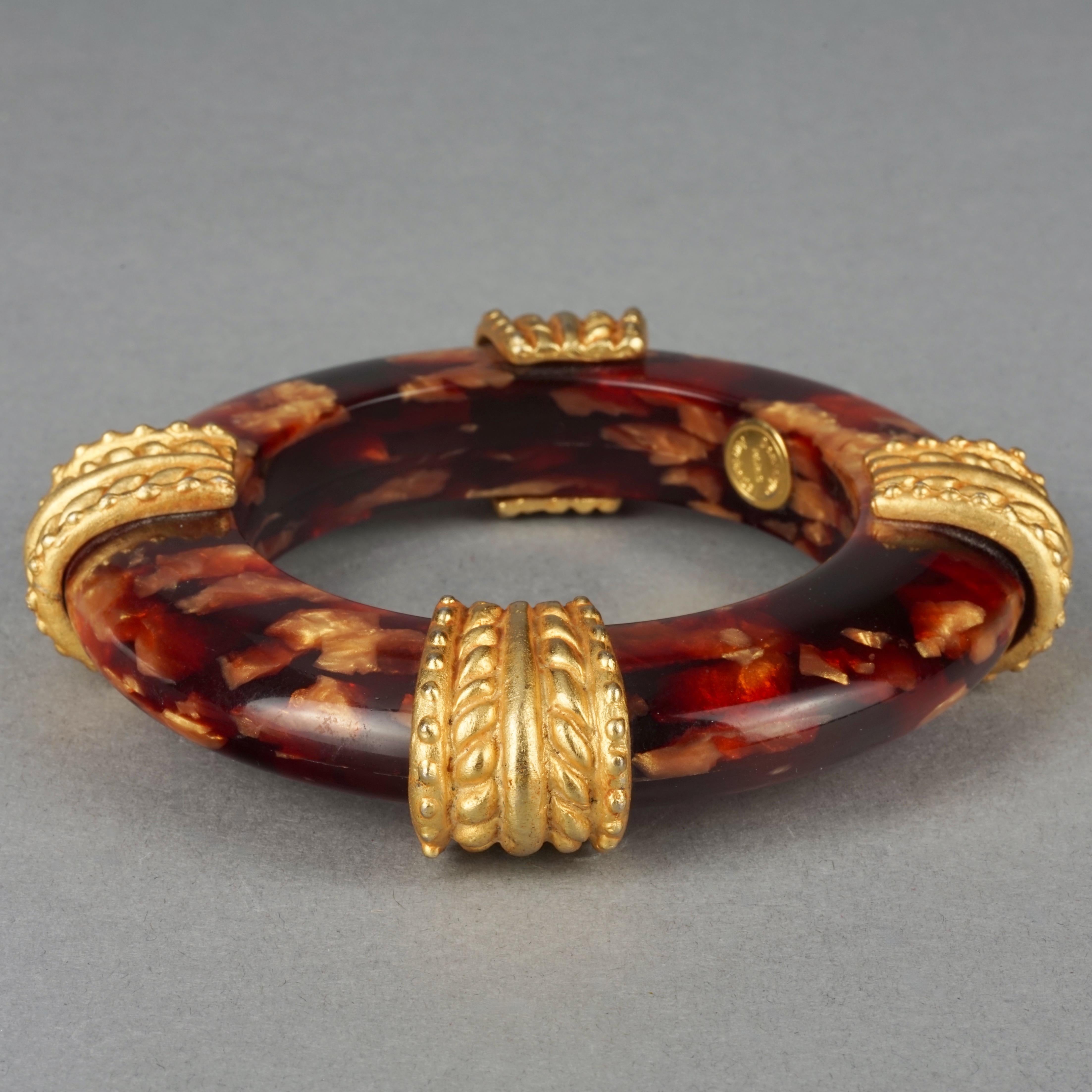 Women's Vintage DOMINIQUE AURIENTIS Gilt Baroque Accents Tortoiseshell Bangle Bracelet For Sale