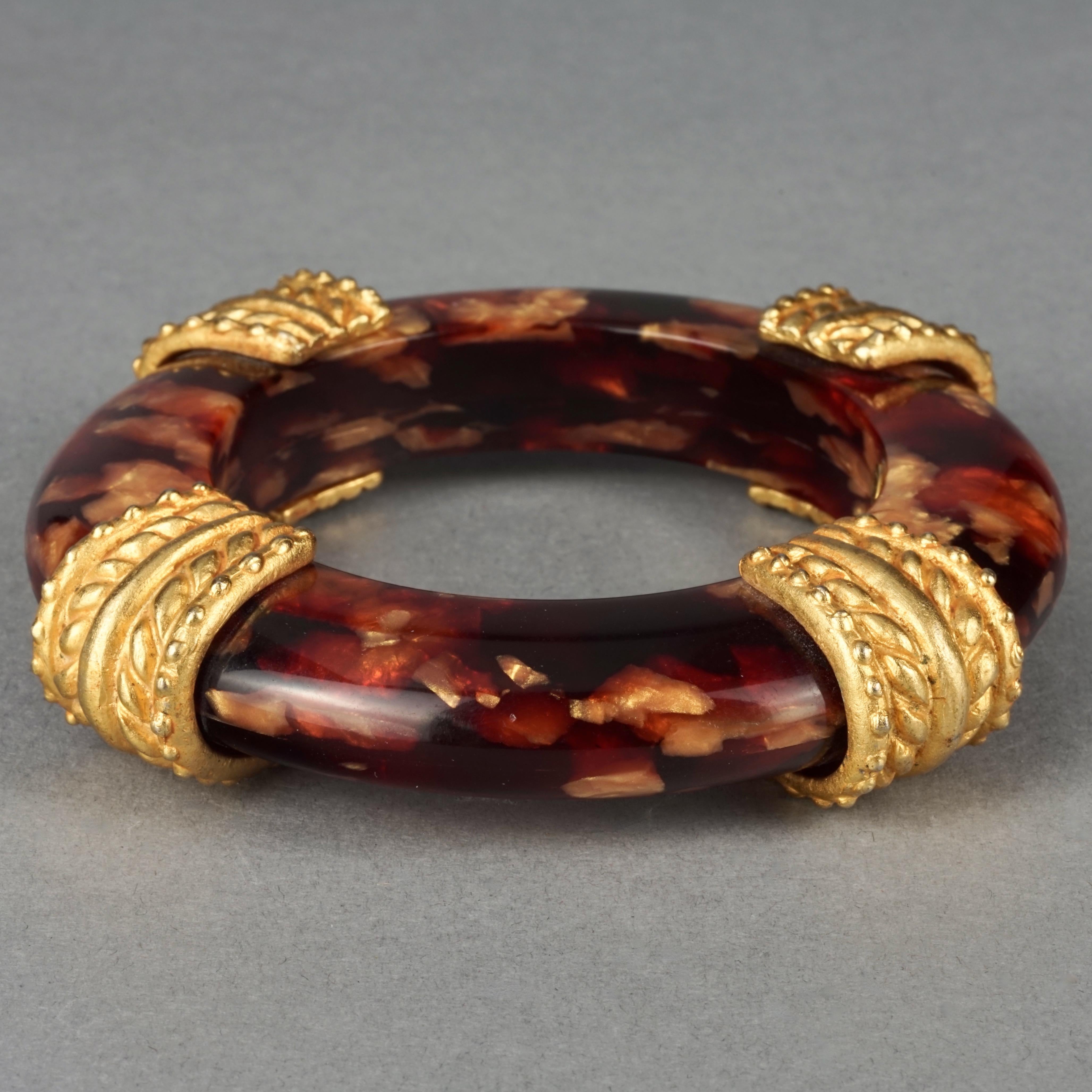 Vintage DOMINIQUE AURIENTIS Gilt Baroque Accents Tortoiseshell Bangle Bracelet For Sale 1