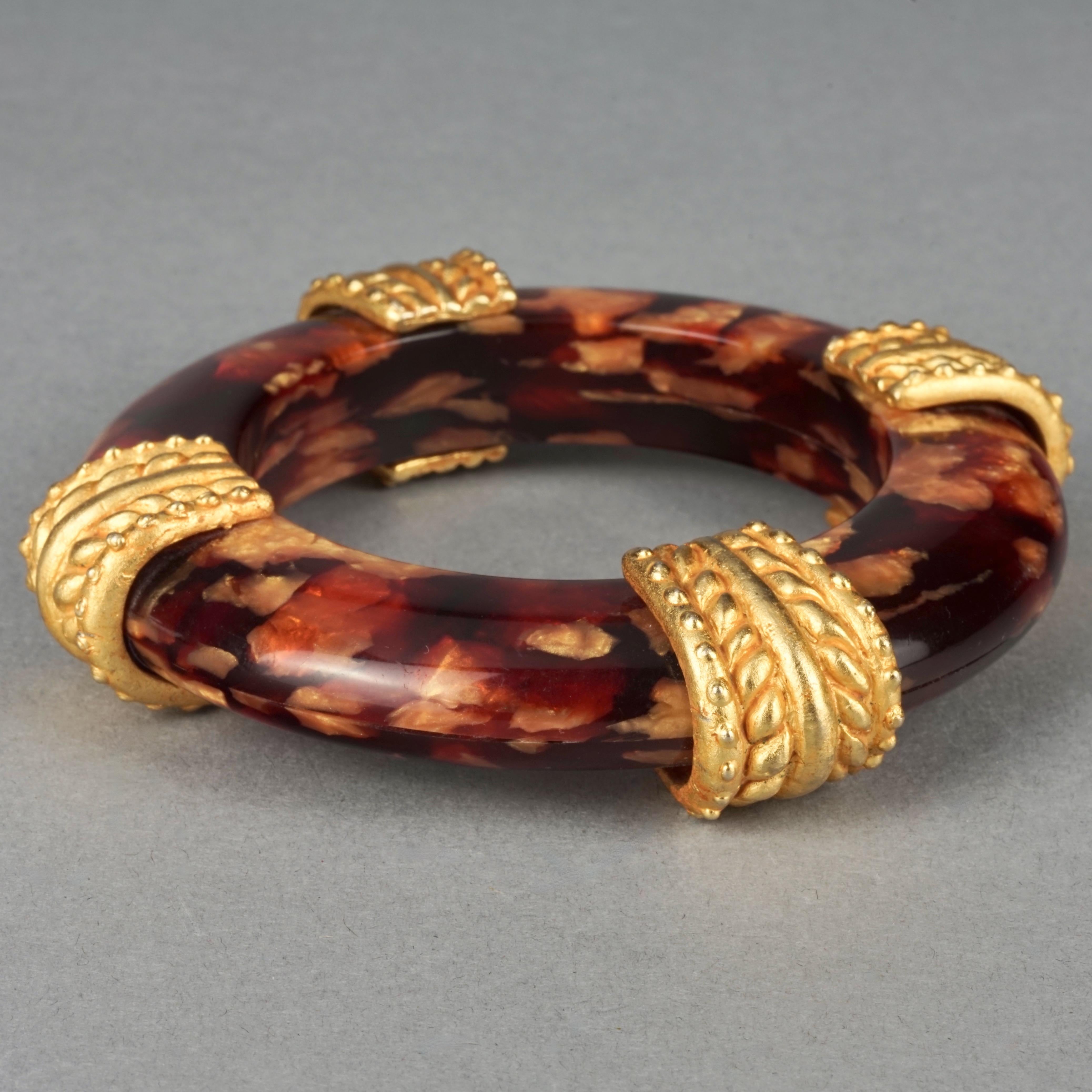 Vintage DOMINIQUE AURIENTIS Gilt Baroque Accents Tortoiseshell Bangle Bracelet For Sale 2