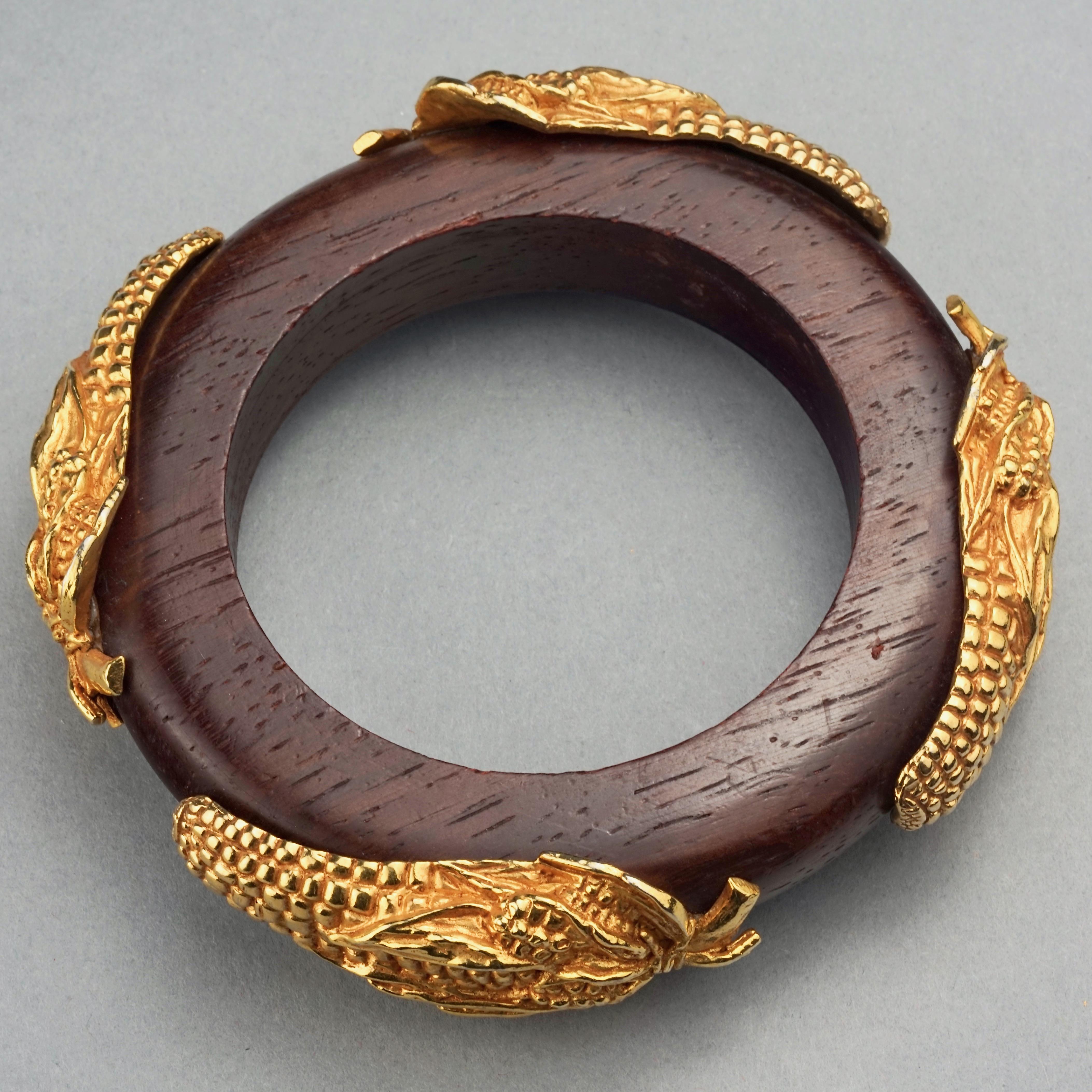 Women's Vintage DOMINIQUE AURIENTIS Gilt Corn Wood Bangle Bracelet For Sale