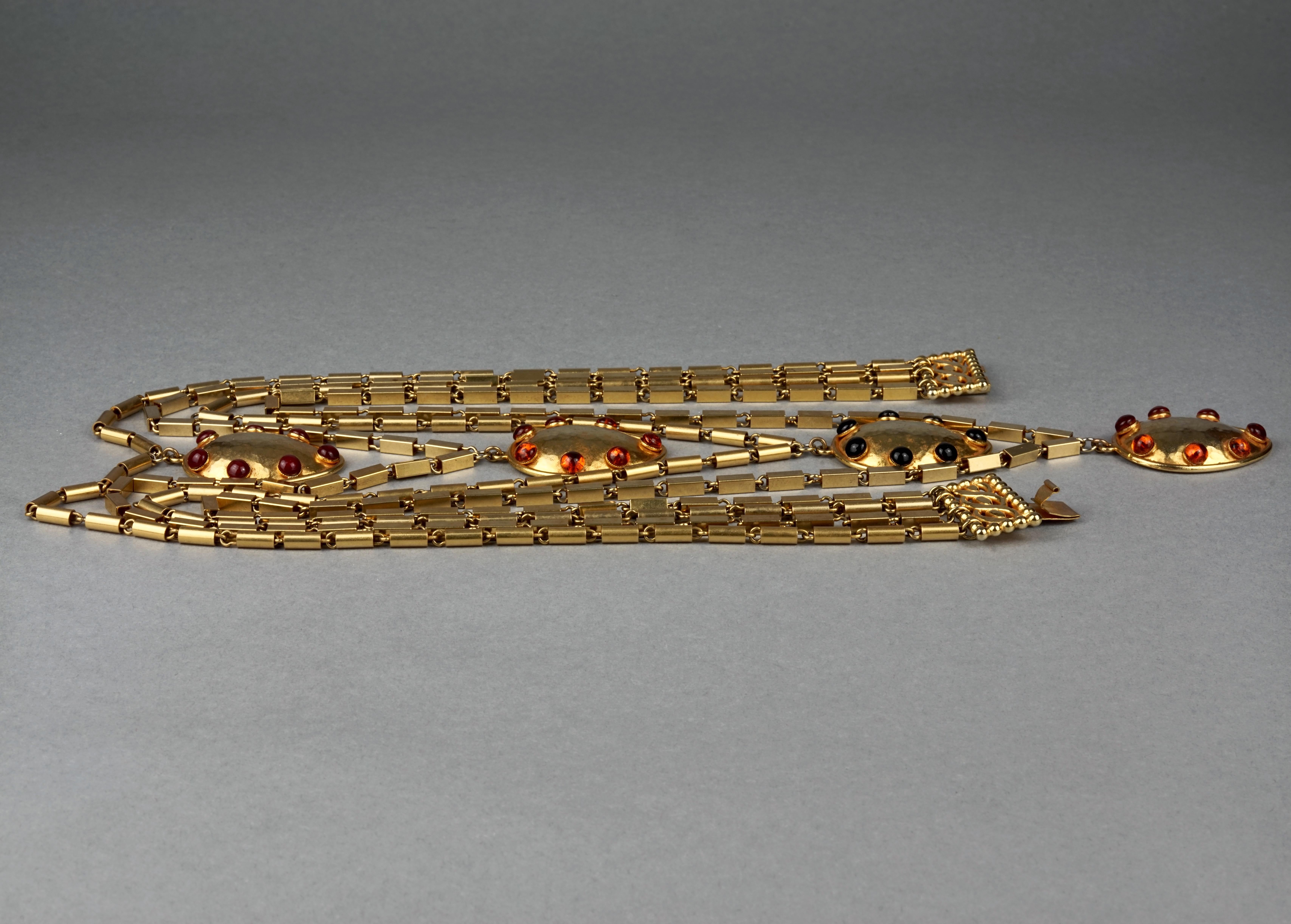 Vintage DOMINIQUE AURIENTIS Jeweled Disks Multi Layer Necklace In Excellent Condition In Kingersheim, Alsace