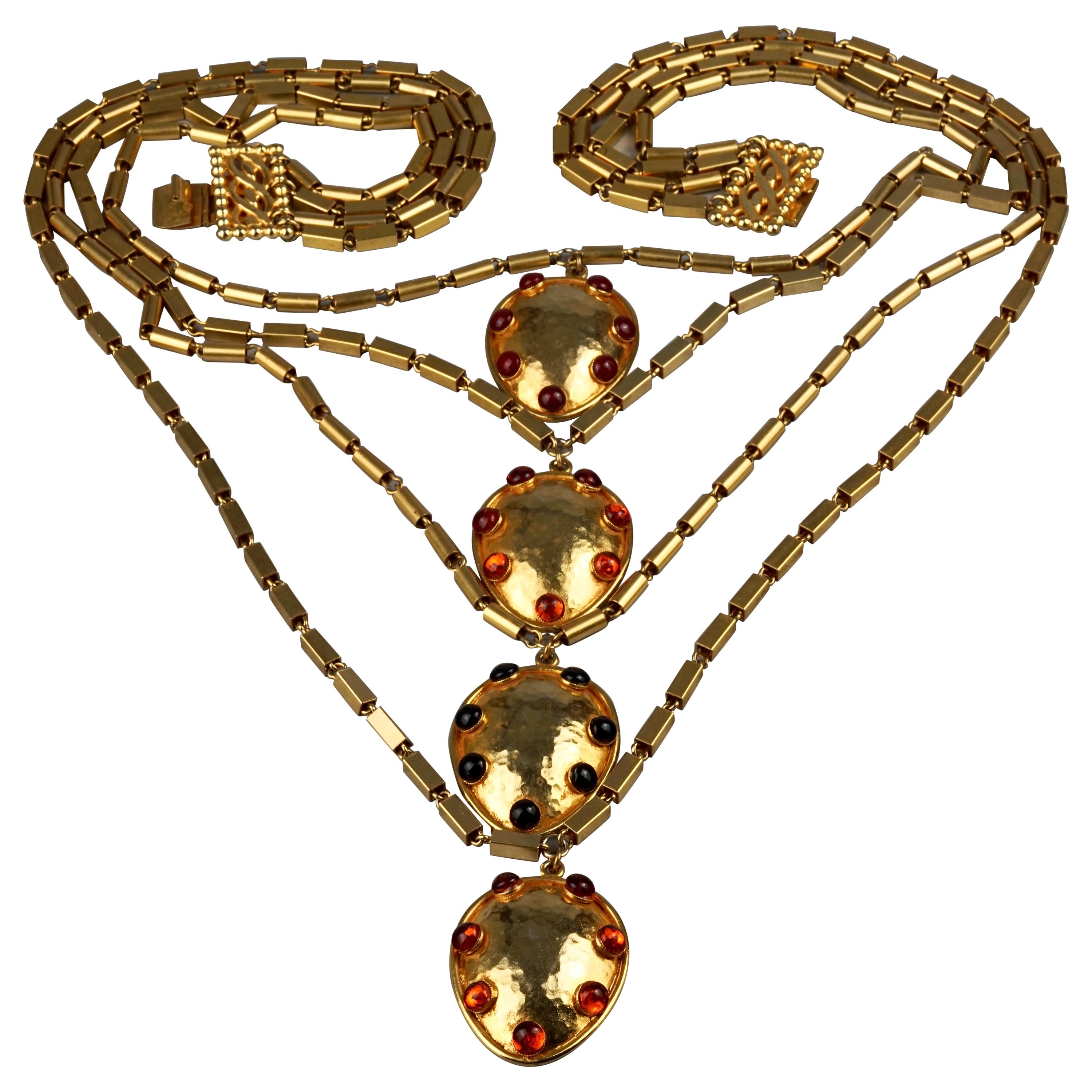 Vintage DOMINIQUE AURIENTIS Jeweled Disks Multi Layer Necklace