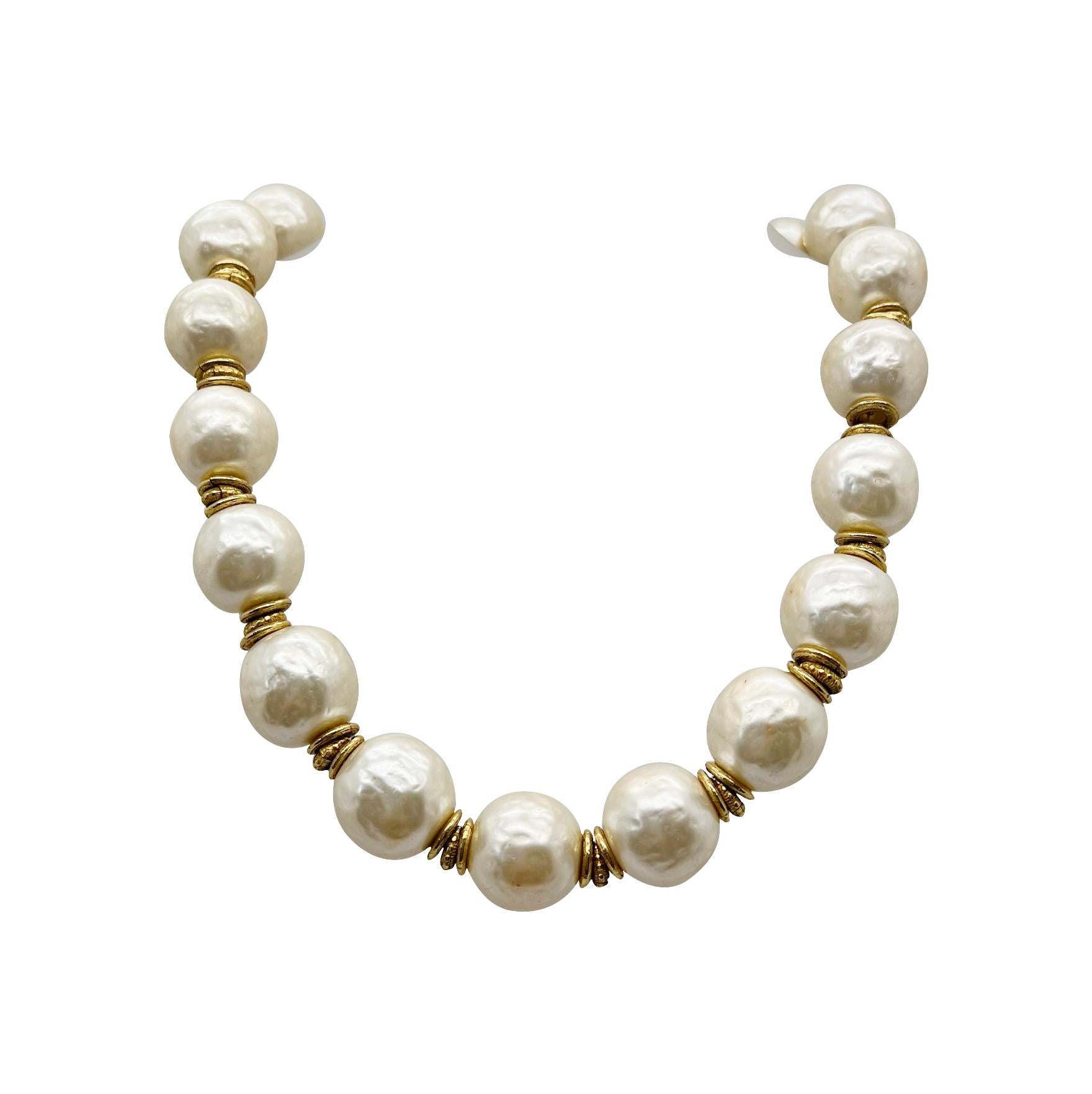 Women's or Men's vintage Dominique Aurientis, Paris Baroque Pearl Necklace 1980s