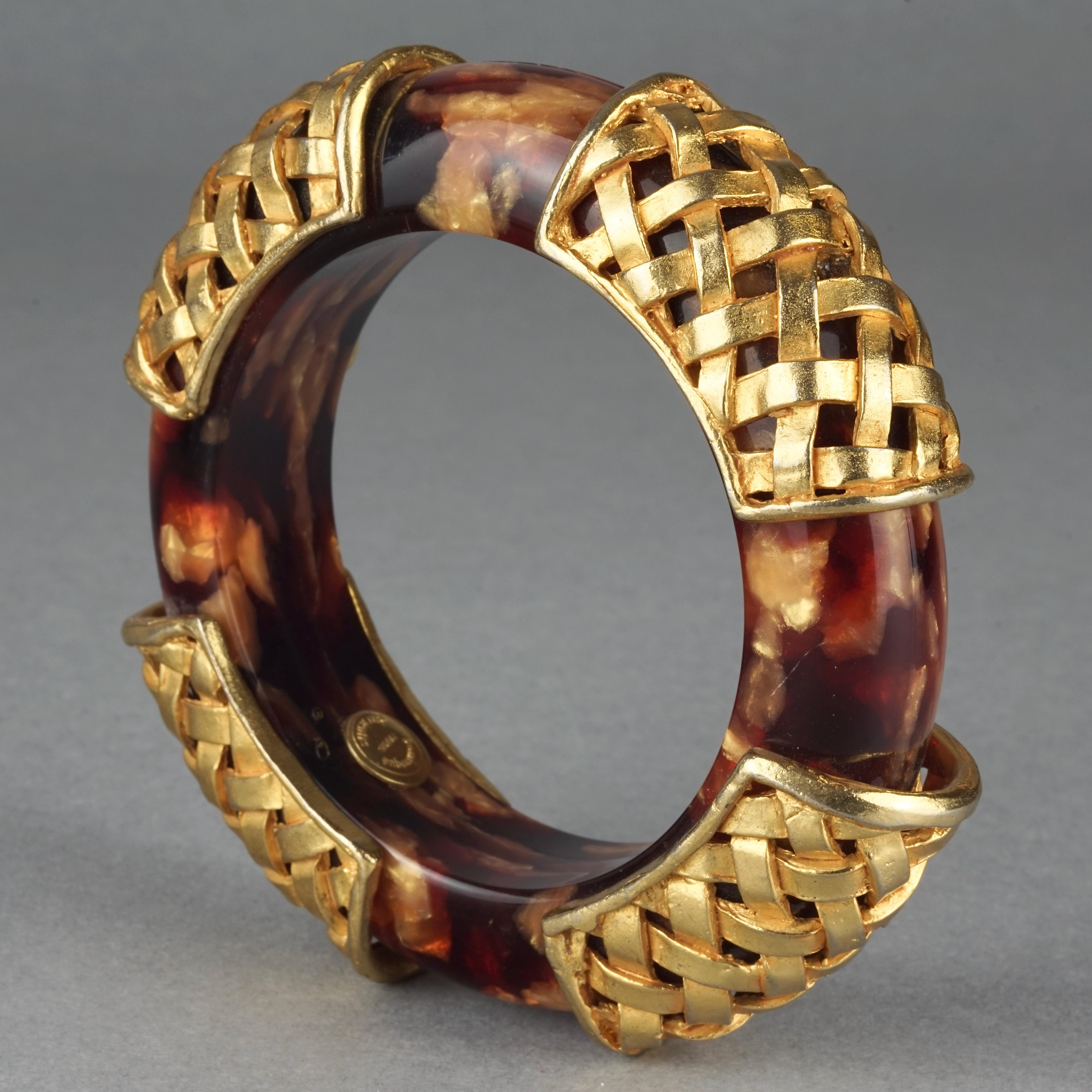 Women's Vintage DOMINIQUE AURIENTIS Tortoiseshell Woven Gilt Bangle Bracelet