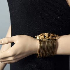Vintage DOMINIQUE AURIENTIS Tribal Mask Multi Chain Cuff Bracelet