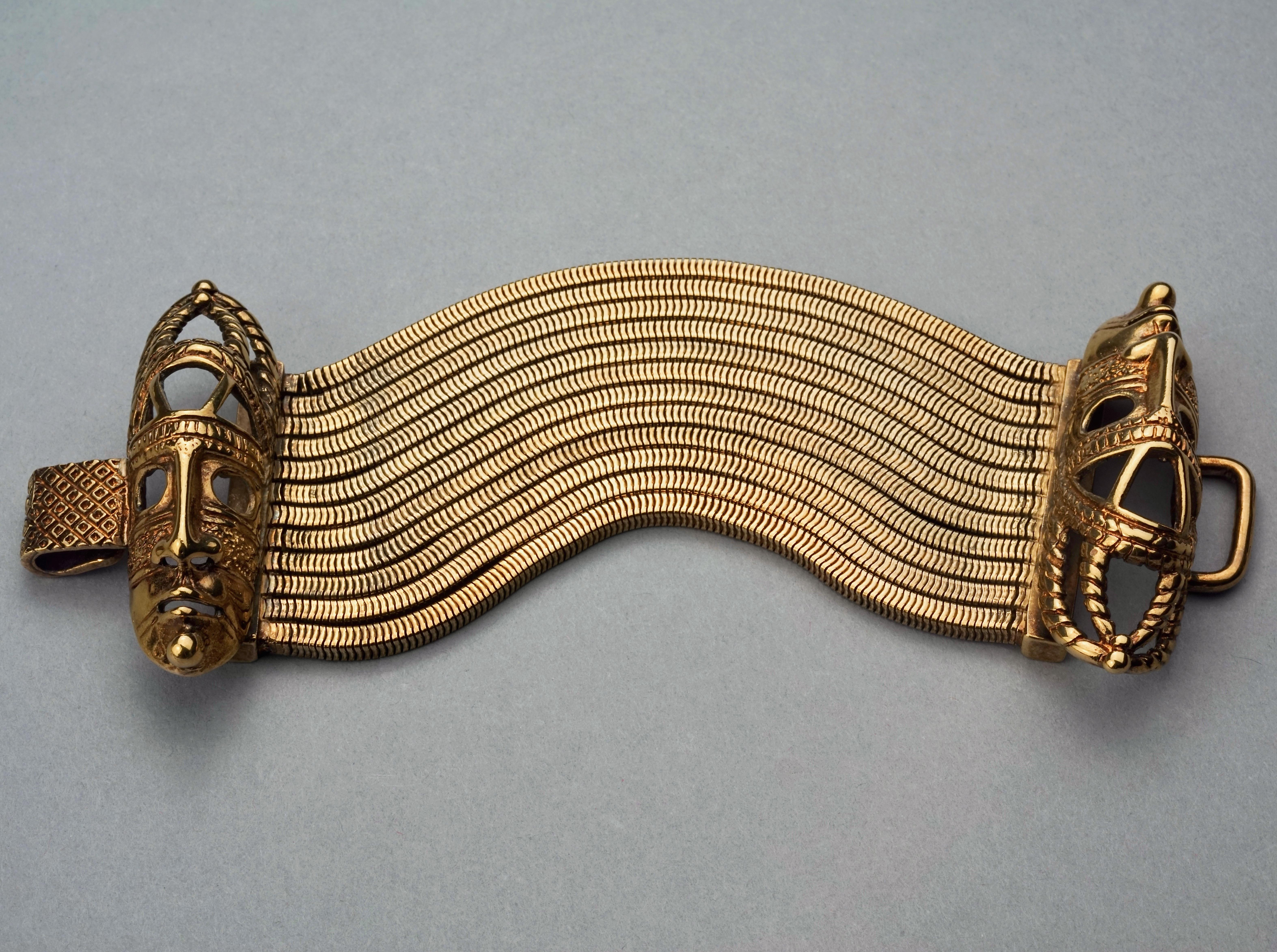 Vintage DOMINIQUE AURIENTIS Tribal Mask Multi Chain Cuff Bracelet For Sale 2