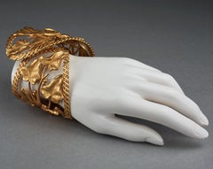 Vintage DOMINIQUE AURIENTIS Vine Leaves Wide Cuff Bracelet