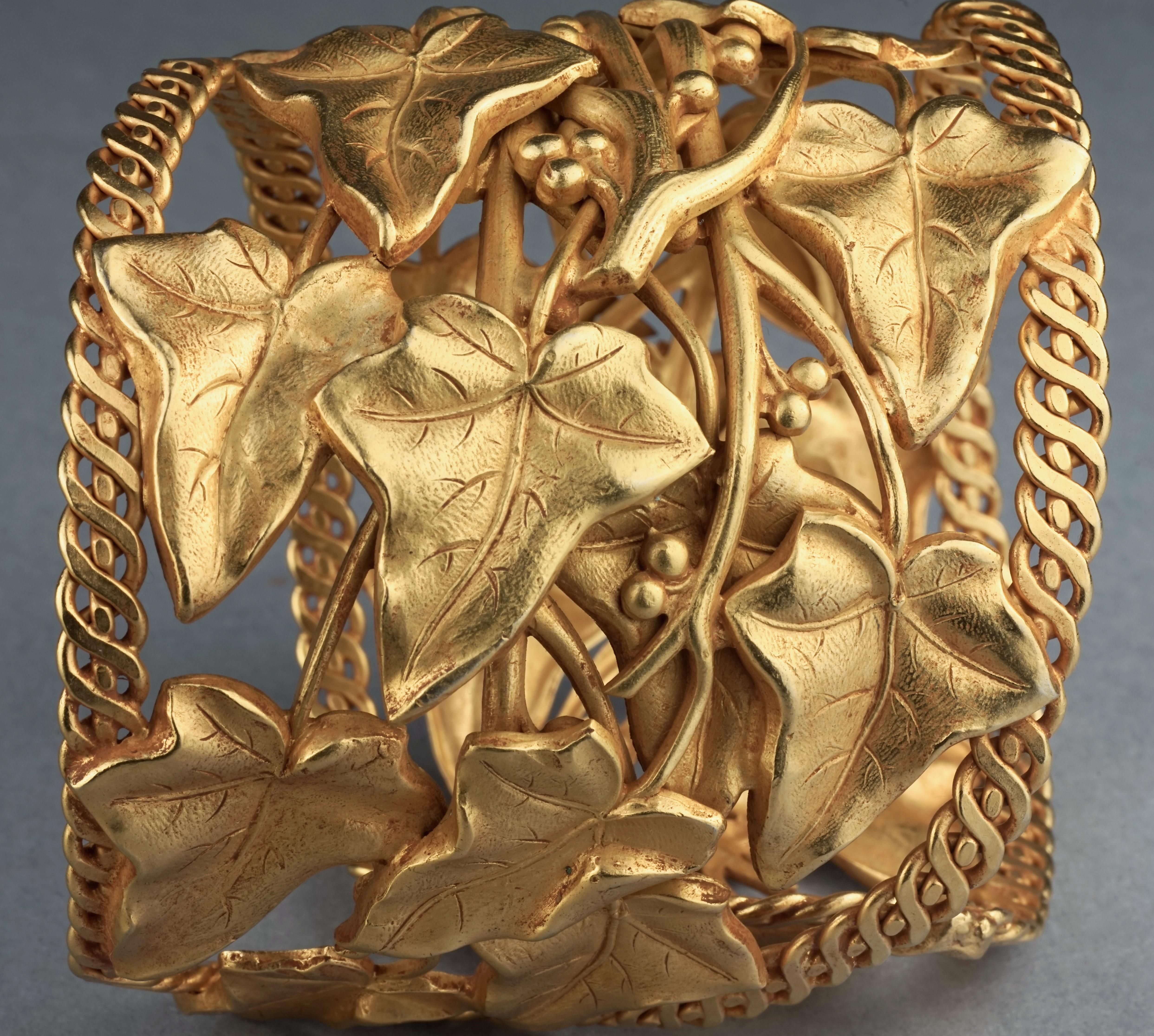 Vintage DOMINIQUE AURIENTIS Vine Leaves Wide Cuff Bracelet 4