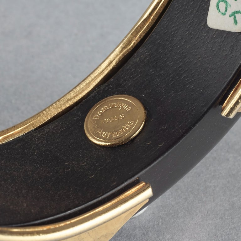 Dominique Auriemtis Brown Wood Bangle w/ Silver & Rhinestone Details