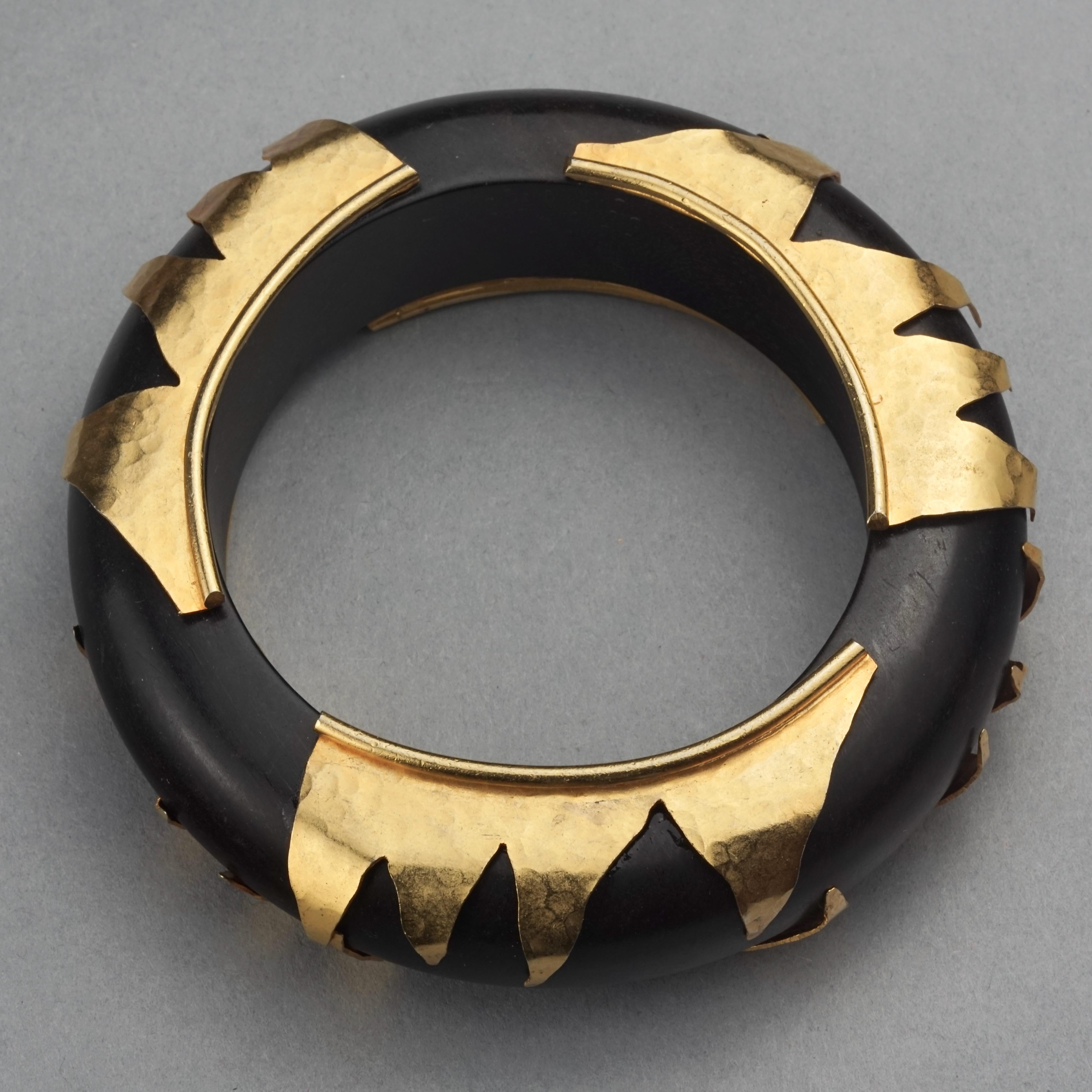 Vintage DOMINIQUE AURIENTIS Zigzag Gilt Accent Wood Bangle Bracelet For Sale 2