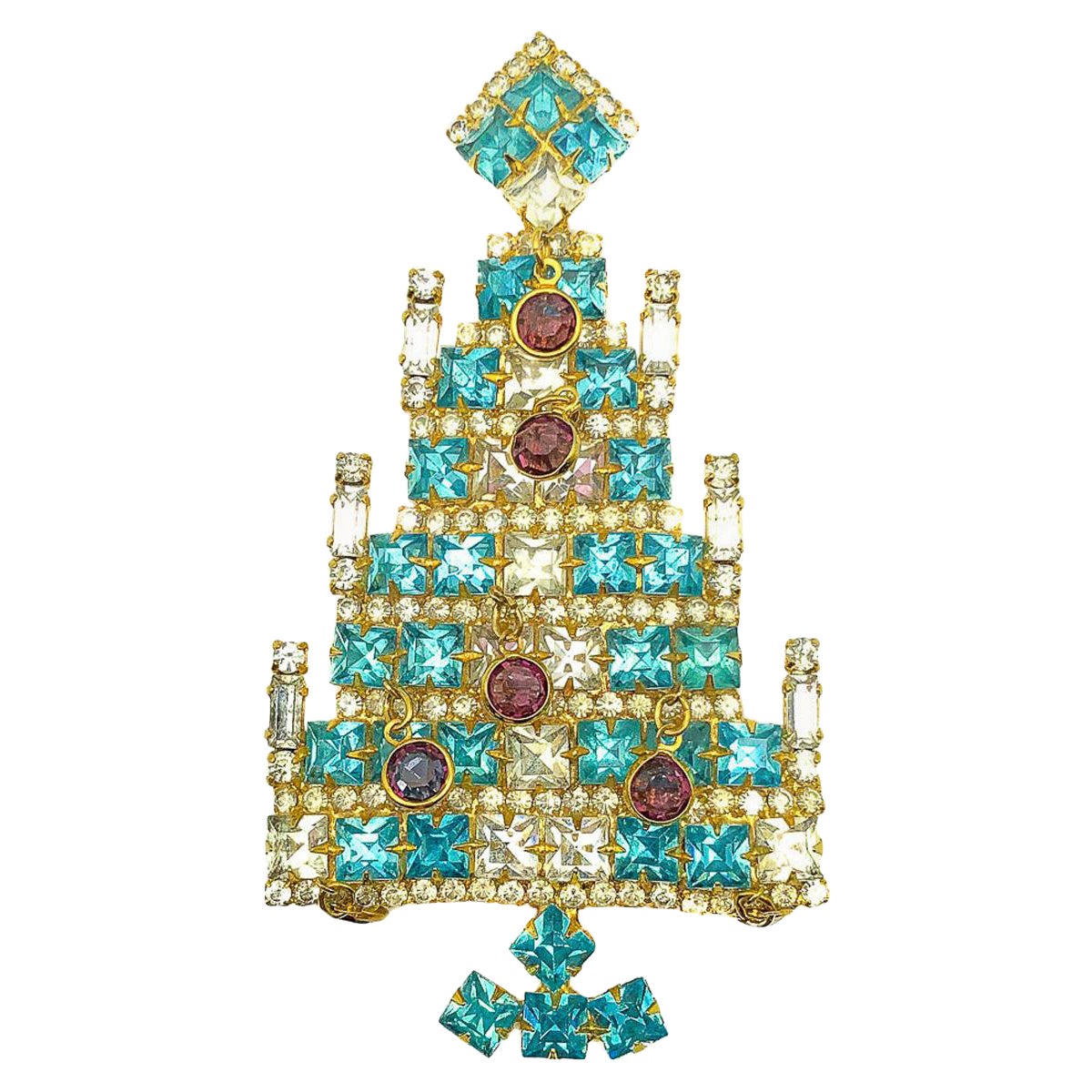 Spilla vintage Dominique per albero di Natale grande e gioiello anni '80