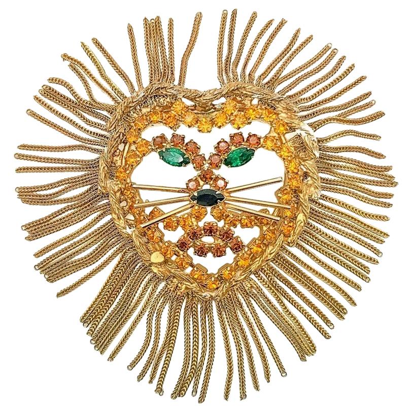 Vintage Dominique Lion Tassel Mane Brooch 1960s