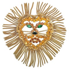 Vintage Dominique Lion Tassel Mane Brooch 1960s