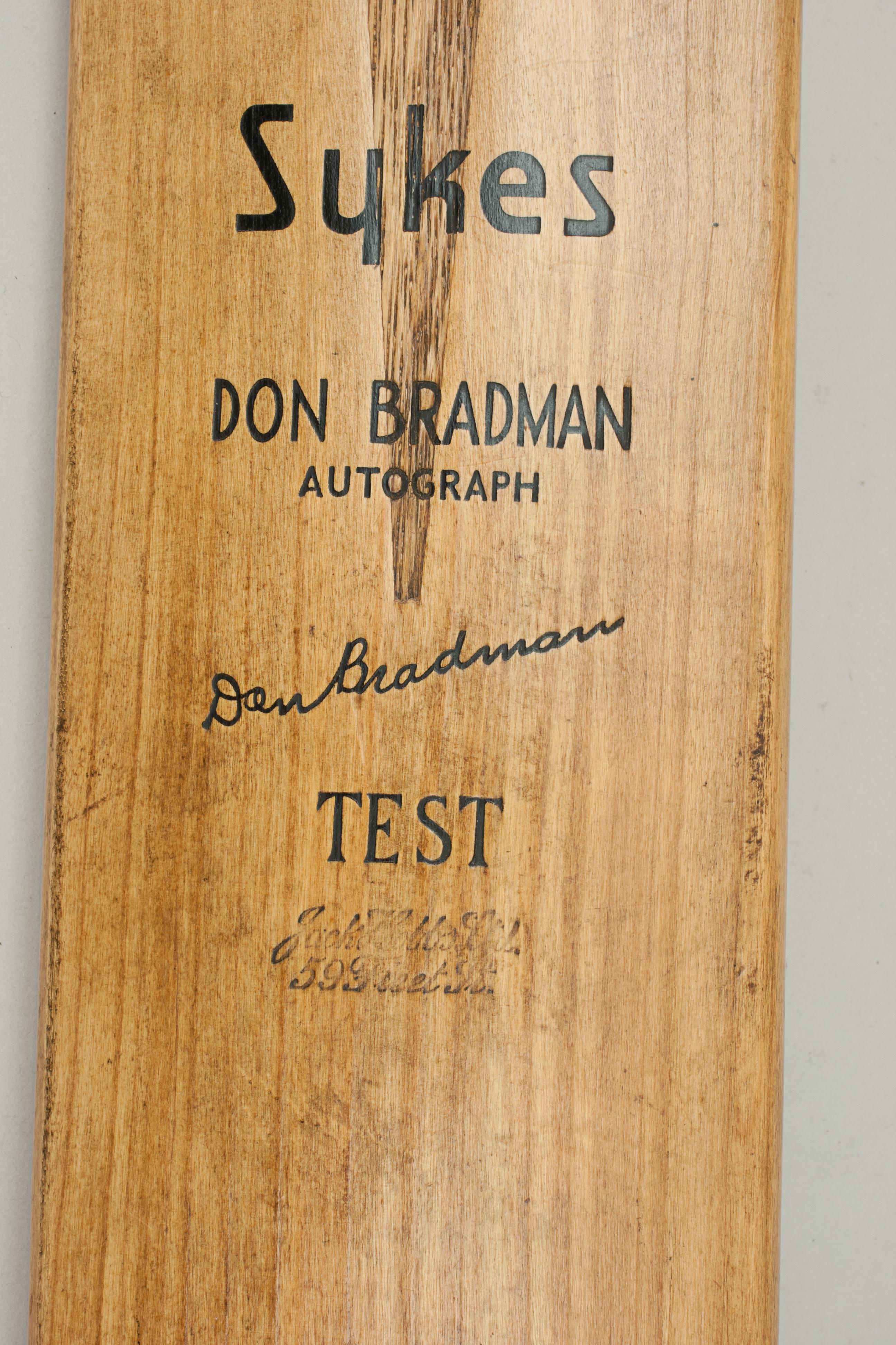 Sporting Art Vintage Don Bradman Autograph Cricket Bat in Willow, Sykes by Slazenger