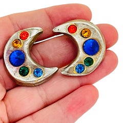 Orecchini a clip vintage DON LIN in argento con strass di design