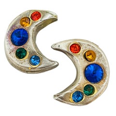 Vintage A Silver Design/One - boucles d'oreilles à clip avec strass