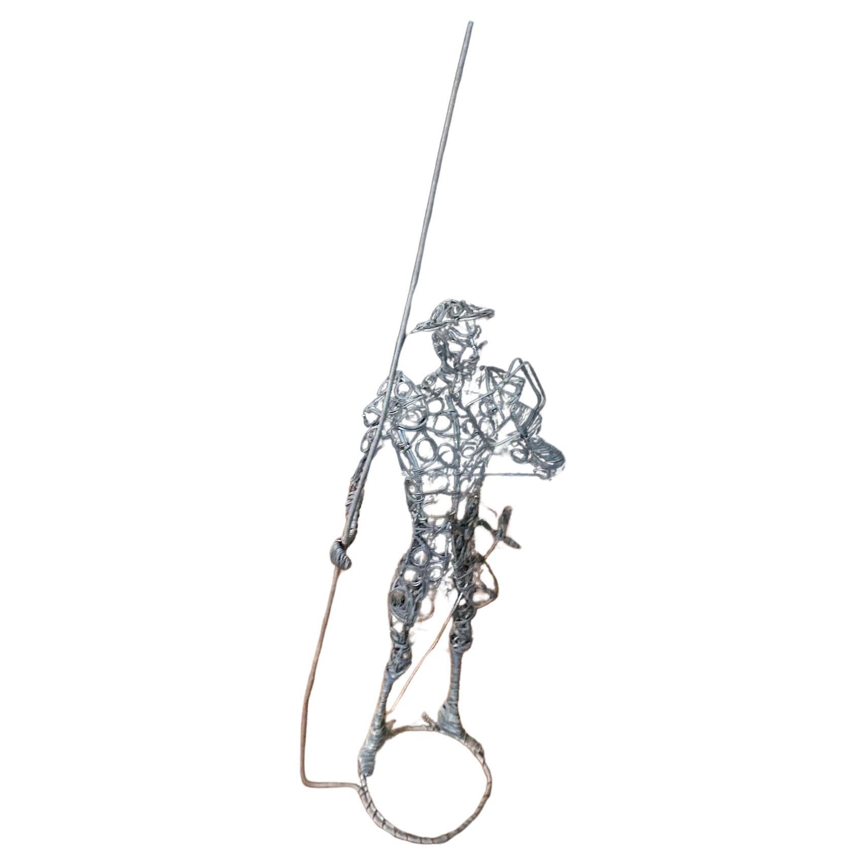 Vintage Don Quixote Brutalist Wire Sculpture For Sale 5