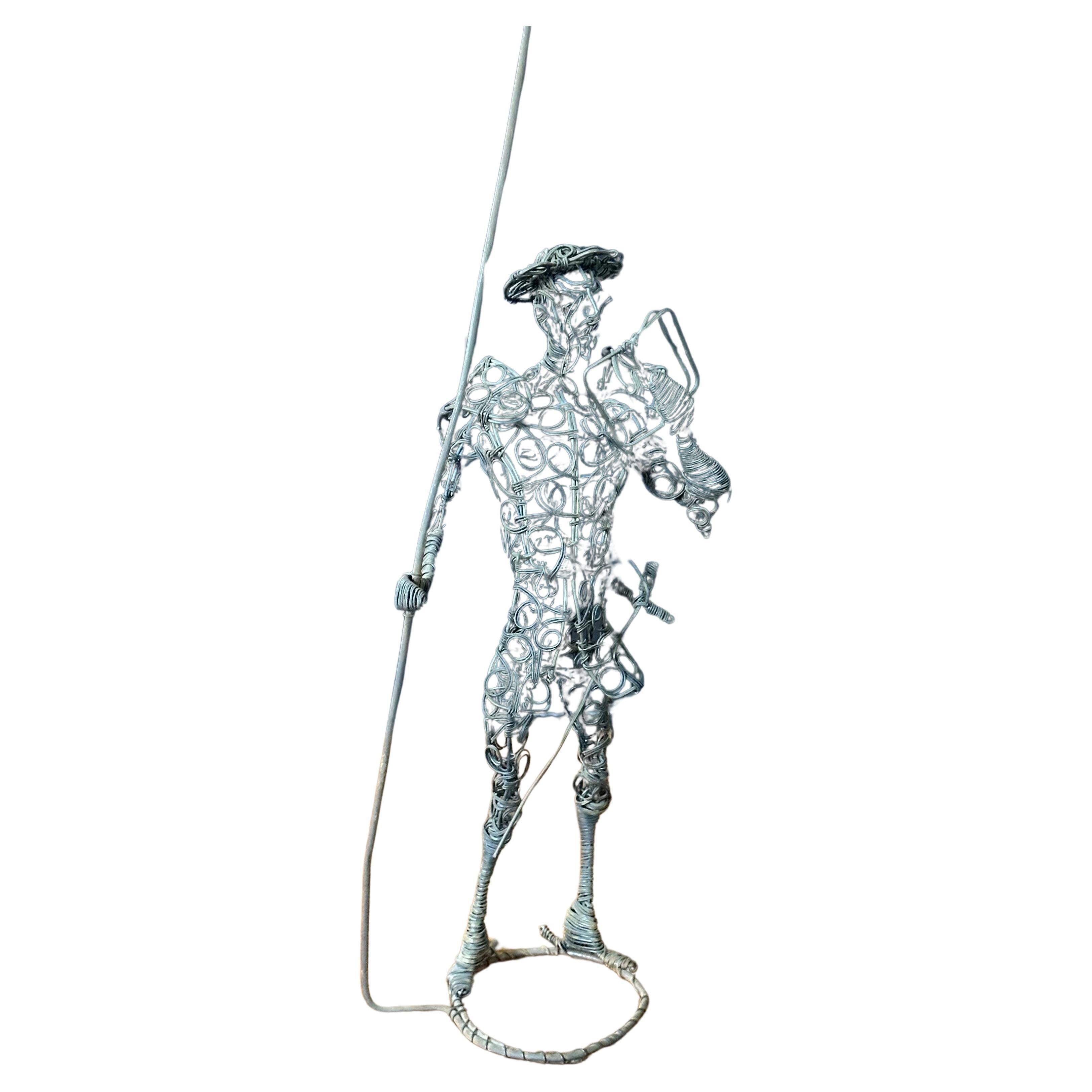 Vintage Don Quixote brutalist wire sculpture, circa 1970s. This handmade wire sculpture has a wonderful Brutalist look and would add a lot of character to any Don Quixote or 