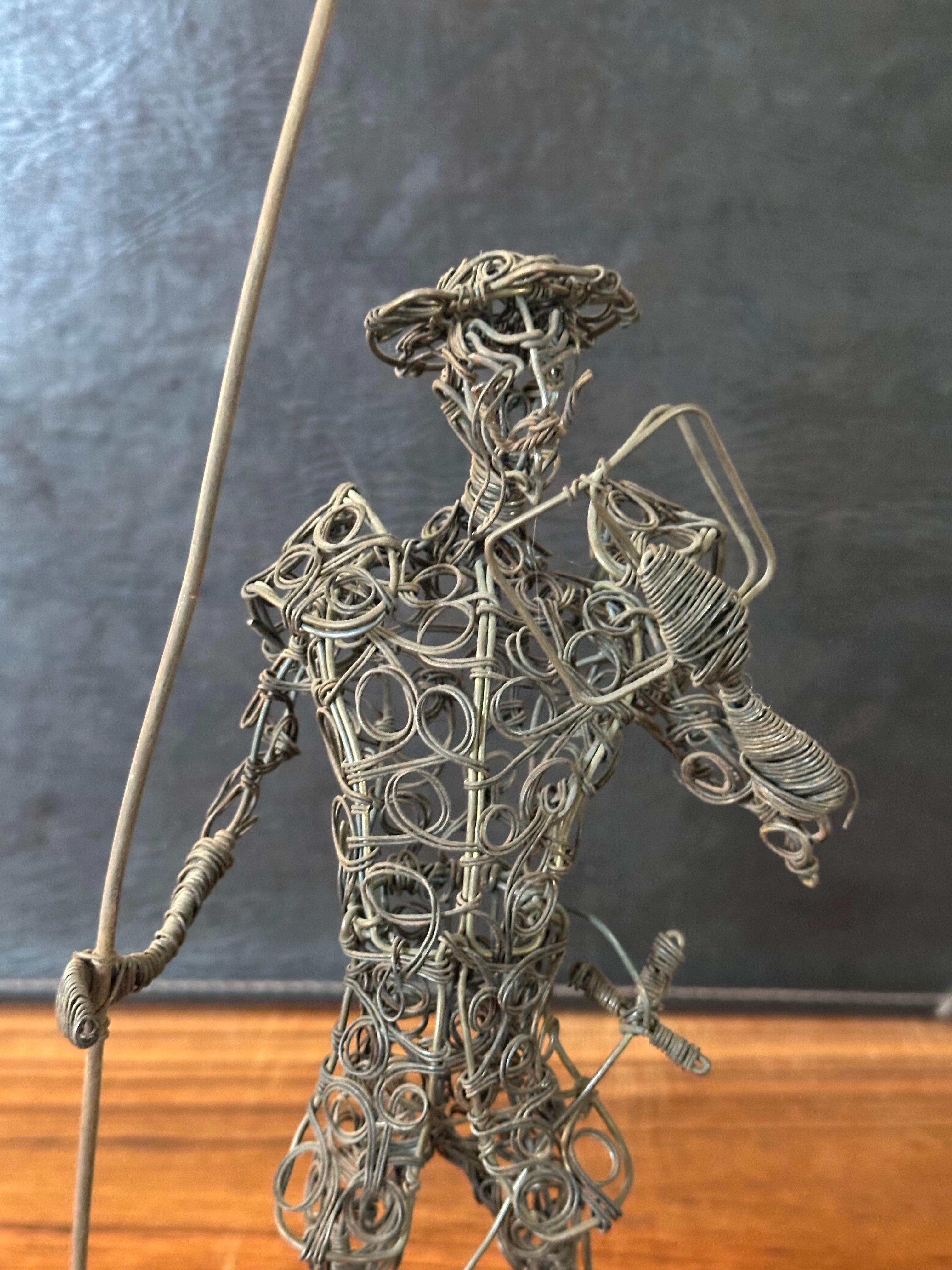 Mid-Century Modern Vintage Don Quixote Brutalist Wire Sculpture For Sale