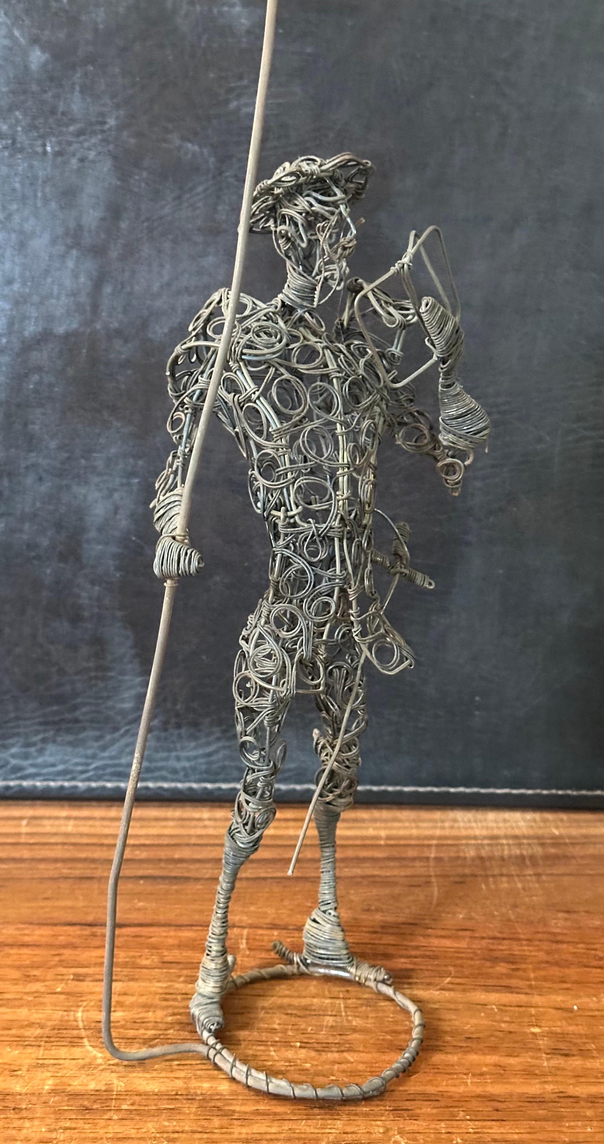 20th Century Vintage Don Quixote Brutalist Wire Sculpture For Sale