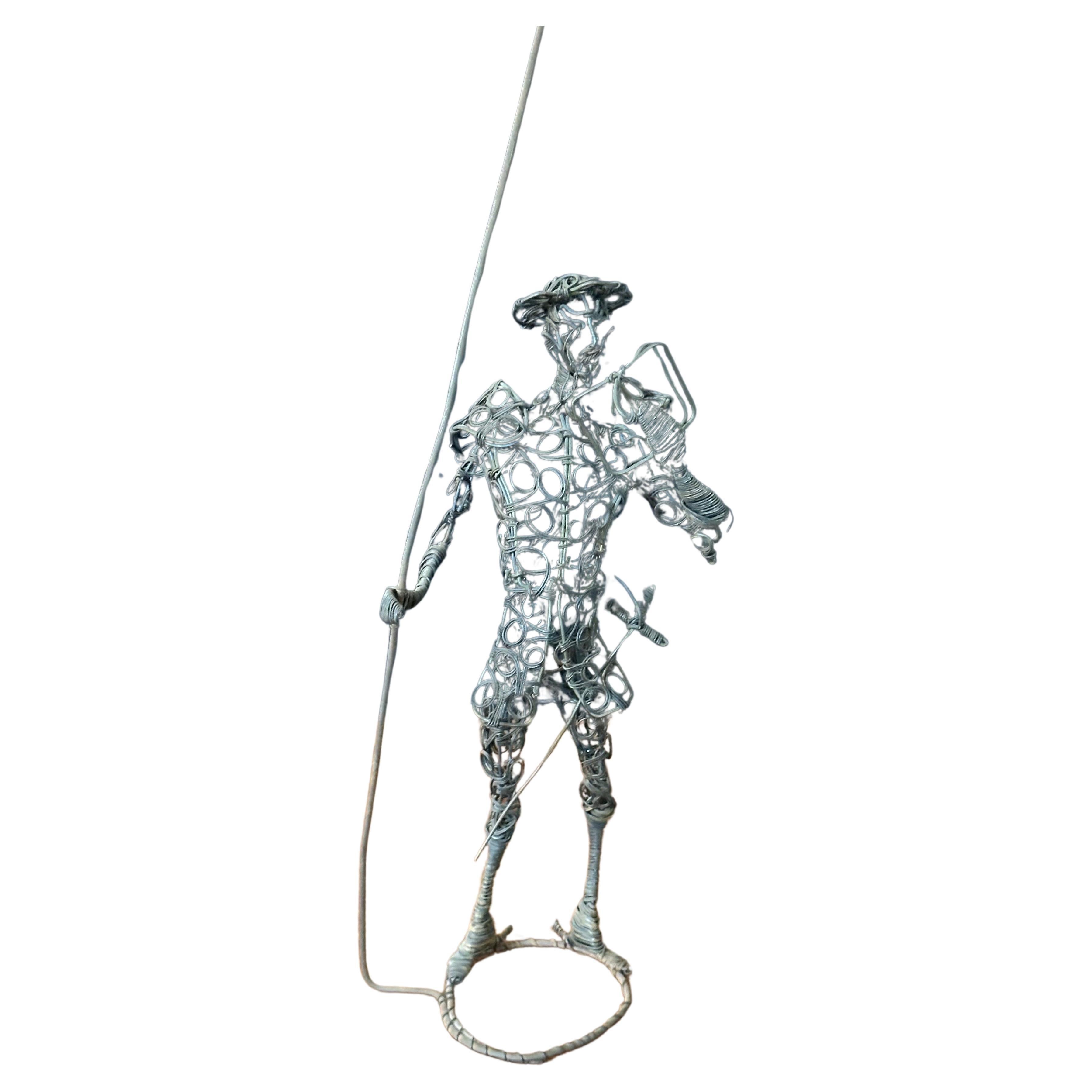 Vintage Don Quixote Brutalist Wire Sculpture For Sale